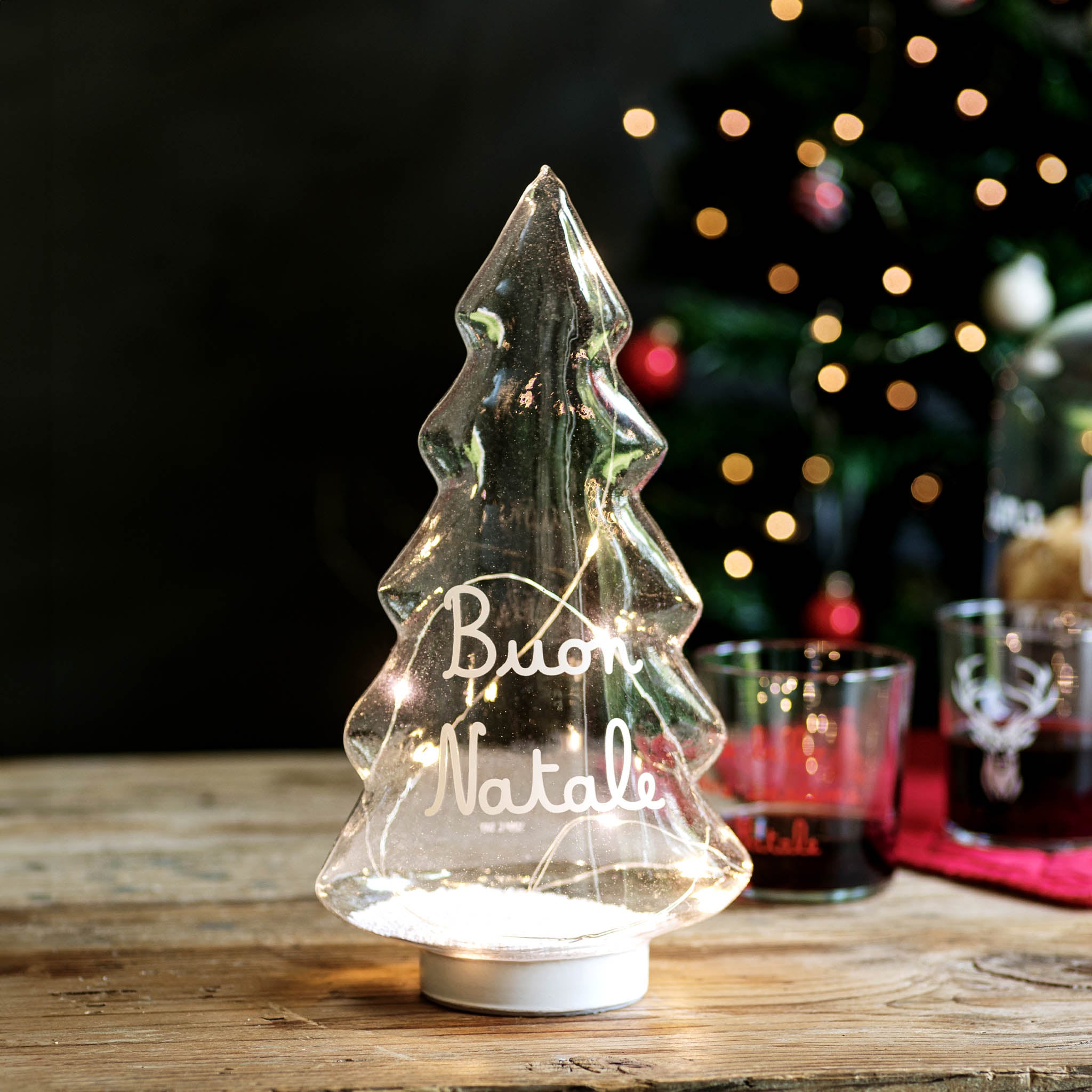 Árbol de Led Feliz Navidad - blanco pequeño