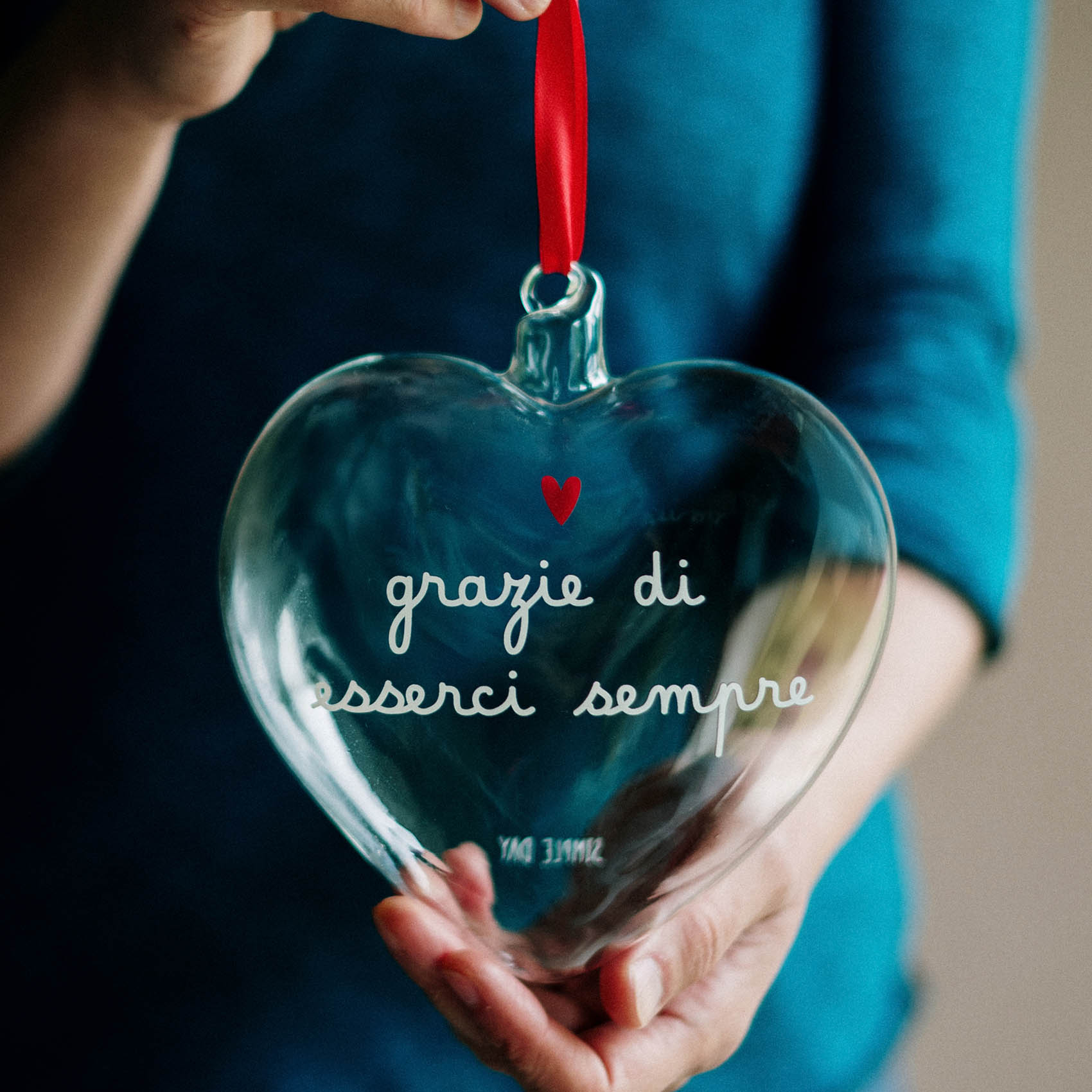 Pallina cuore Grazie di esserci sempre - 15 cm