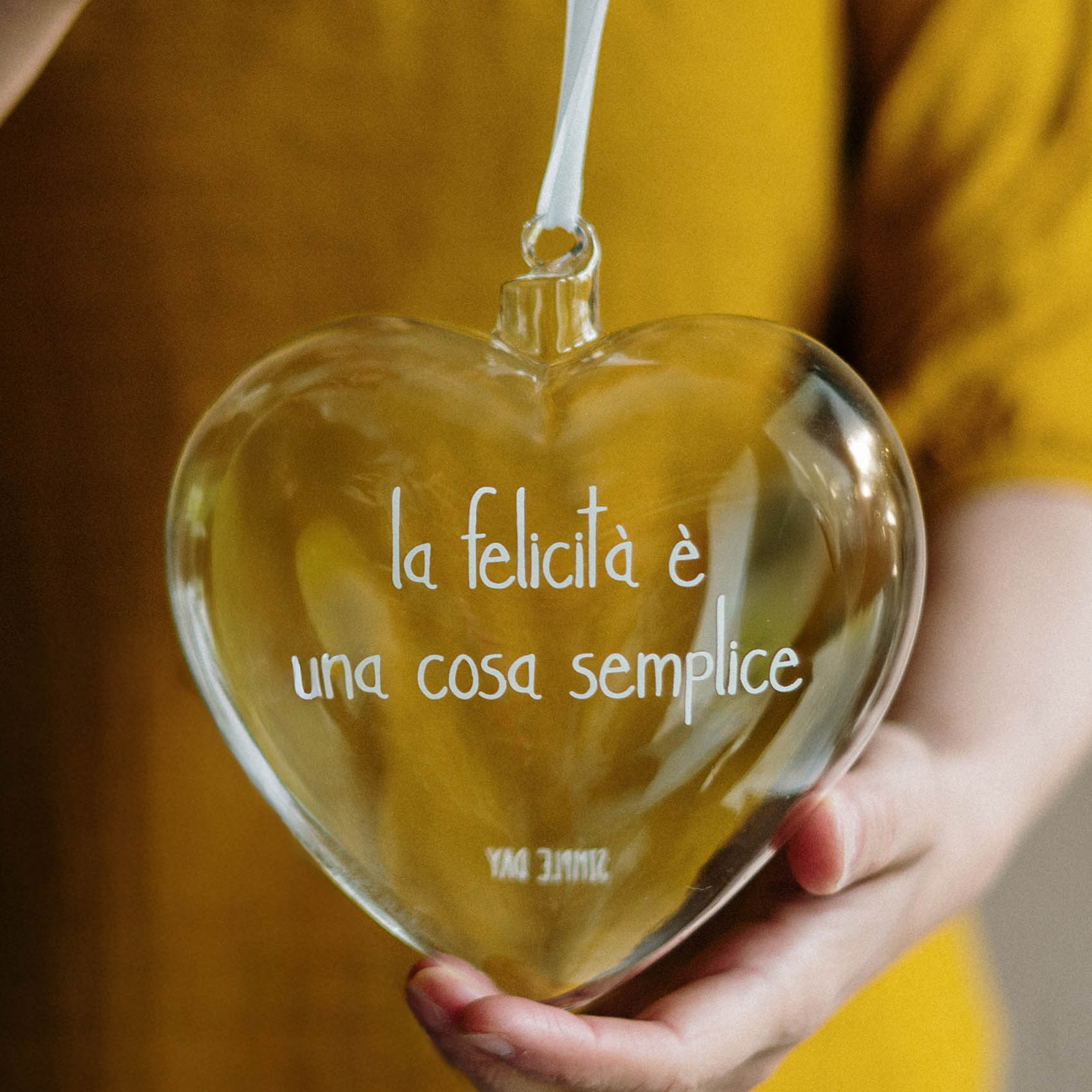 Pallina cuore La felicità è una cosa semplice - 15 cm