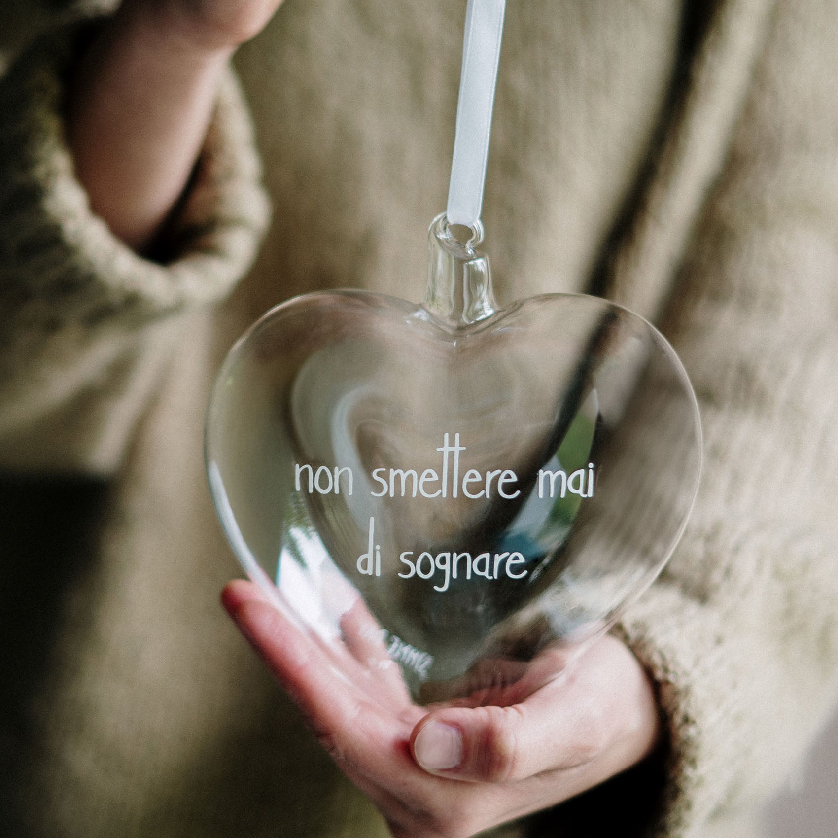 Pallina cuore Non smettere mai di sognare - 15 cm