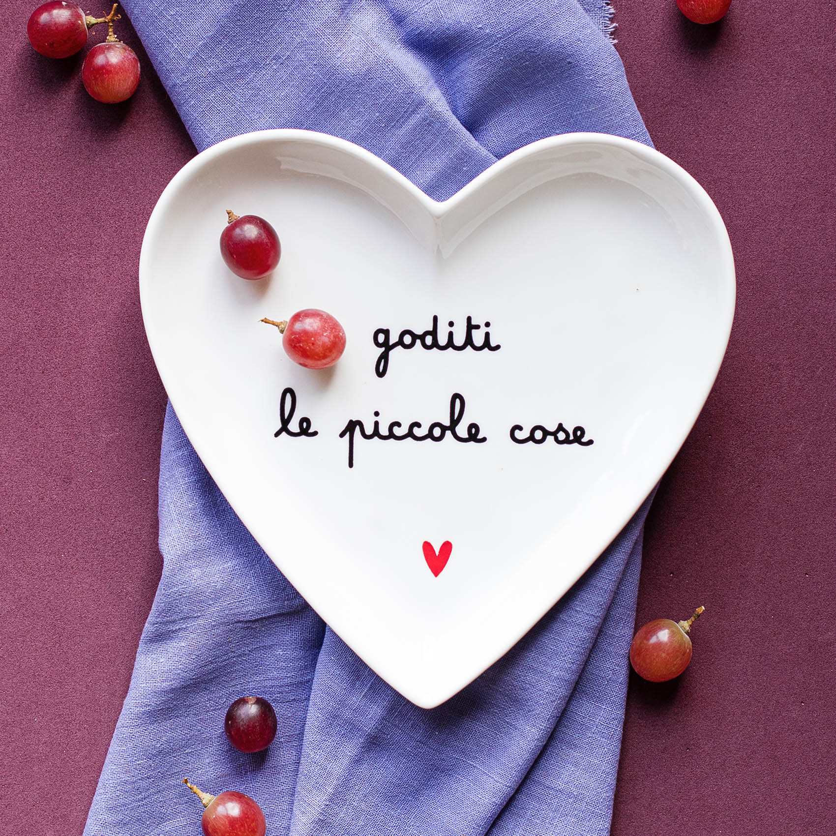 Set 2 Piatti cuore Goditi le piccole cose - 18 cm