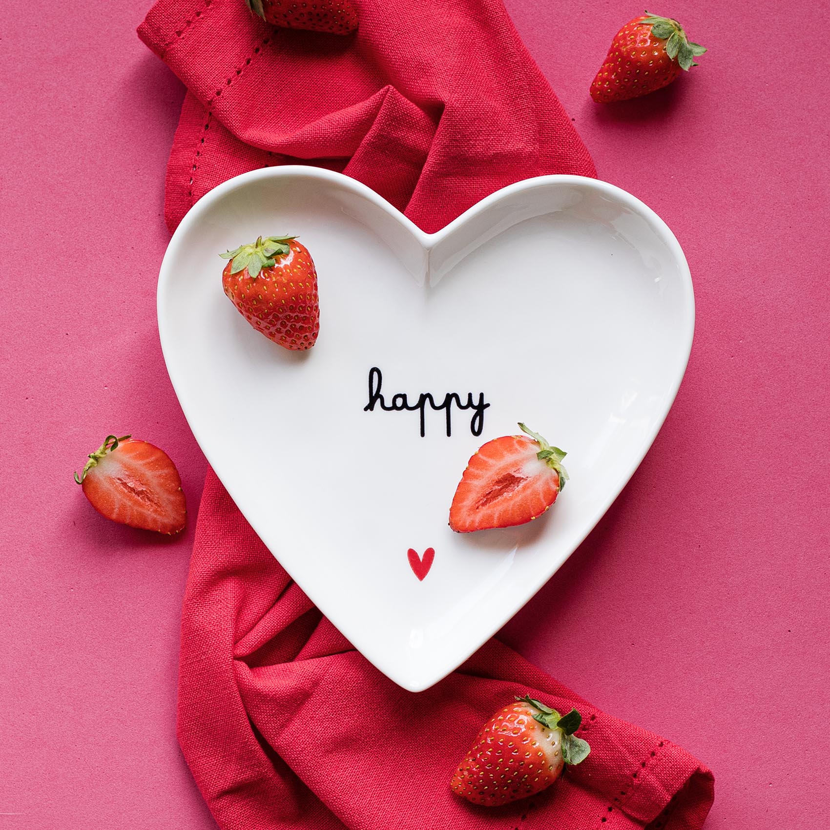 Set 2 Piatti cuore Happy - 18 cm