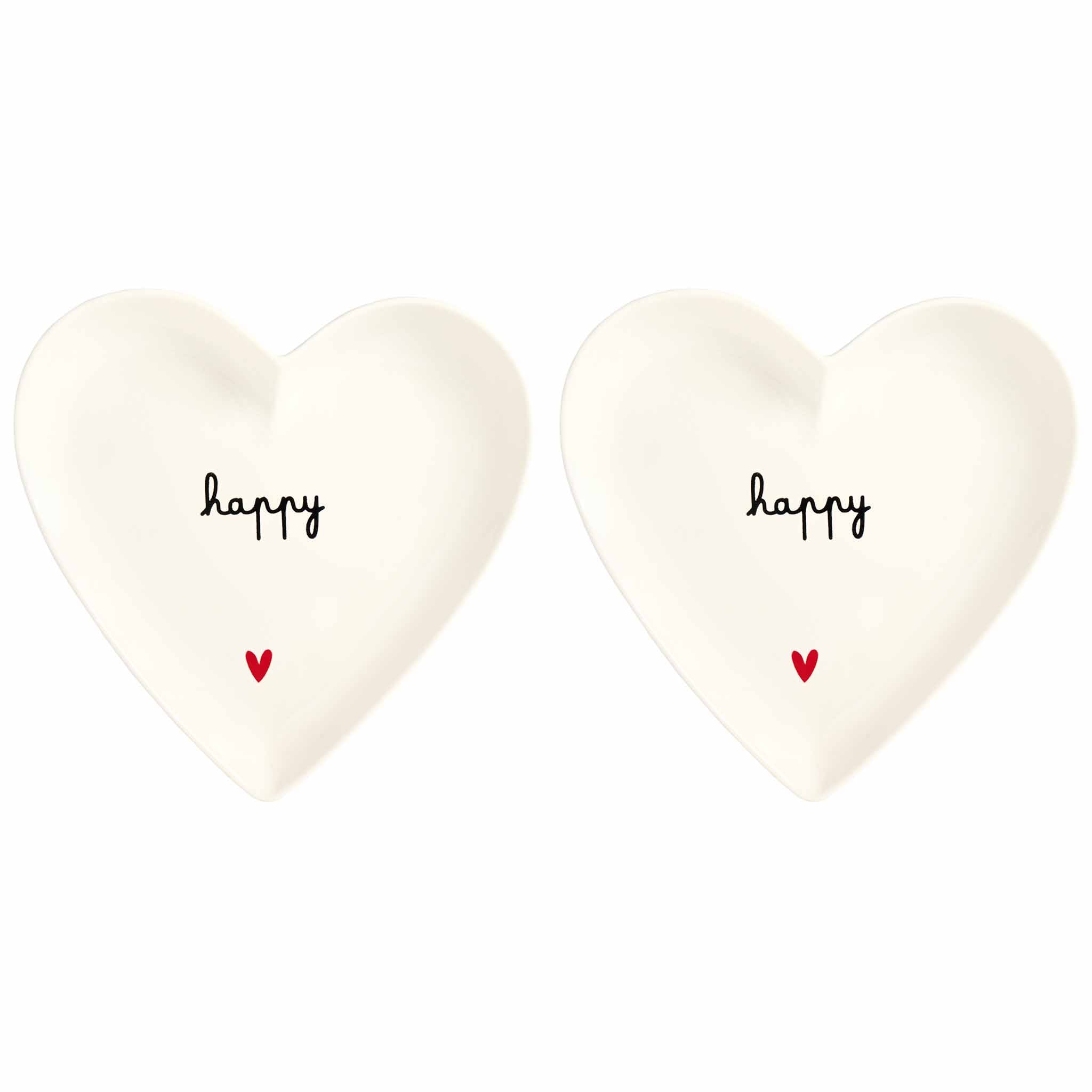 Set 2 Piatti cuore Happy - 18 cm