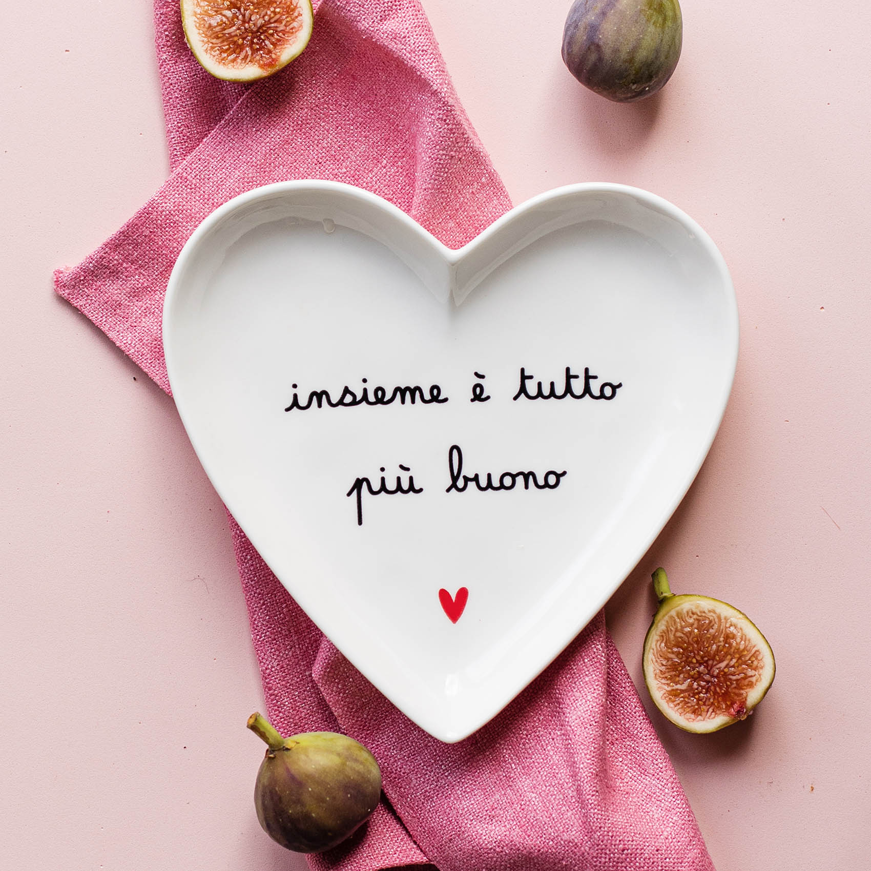Set 2 Piatti cuore Insieme è tutto più buono - 18 cm