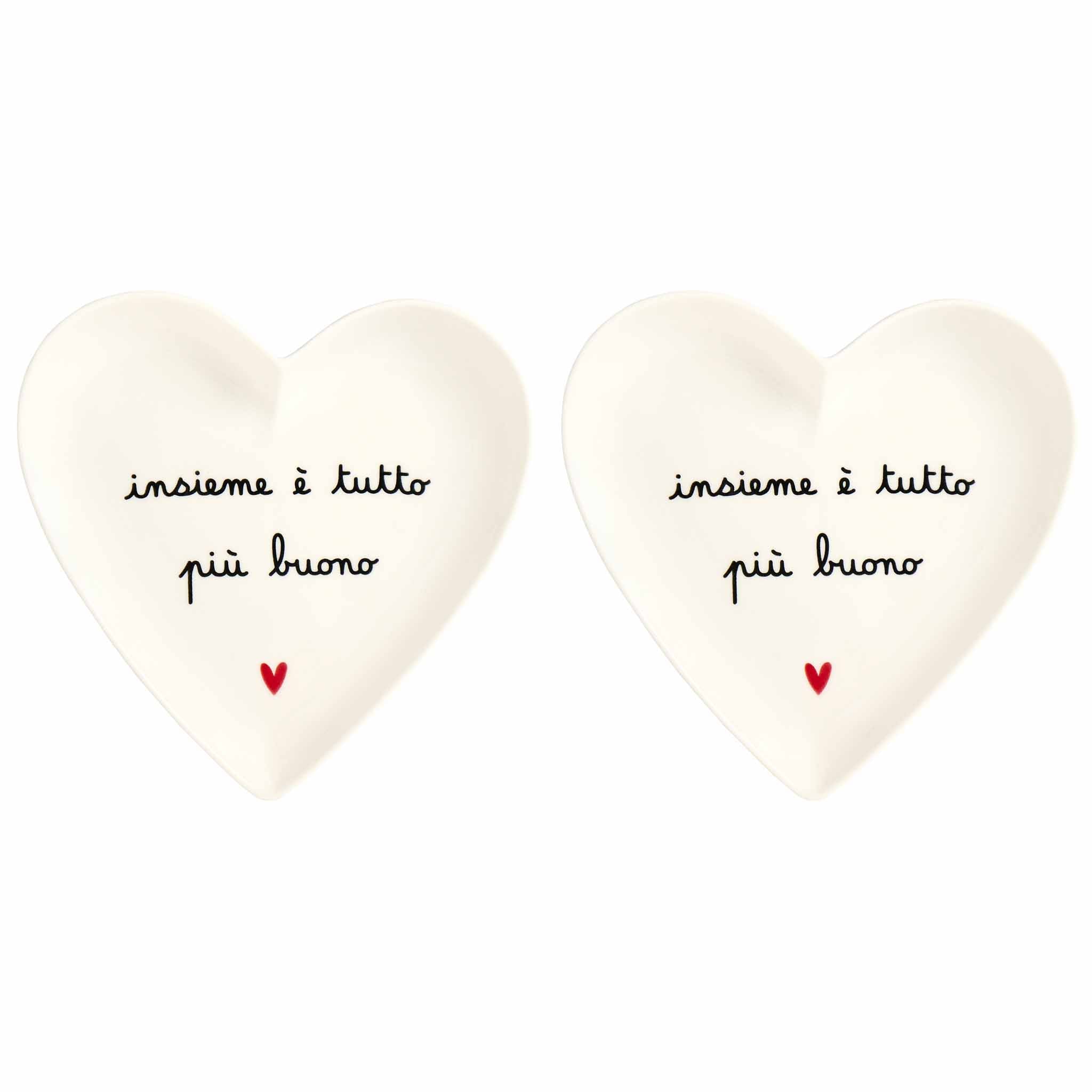 Set 2 Piatti cuore Insieme è tutto più buono - 18 cm