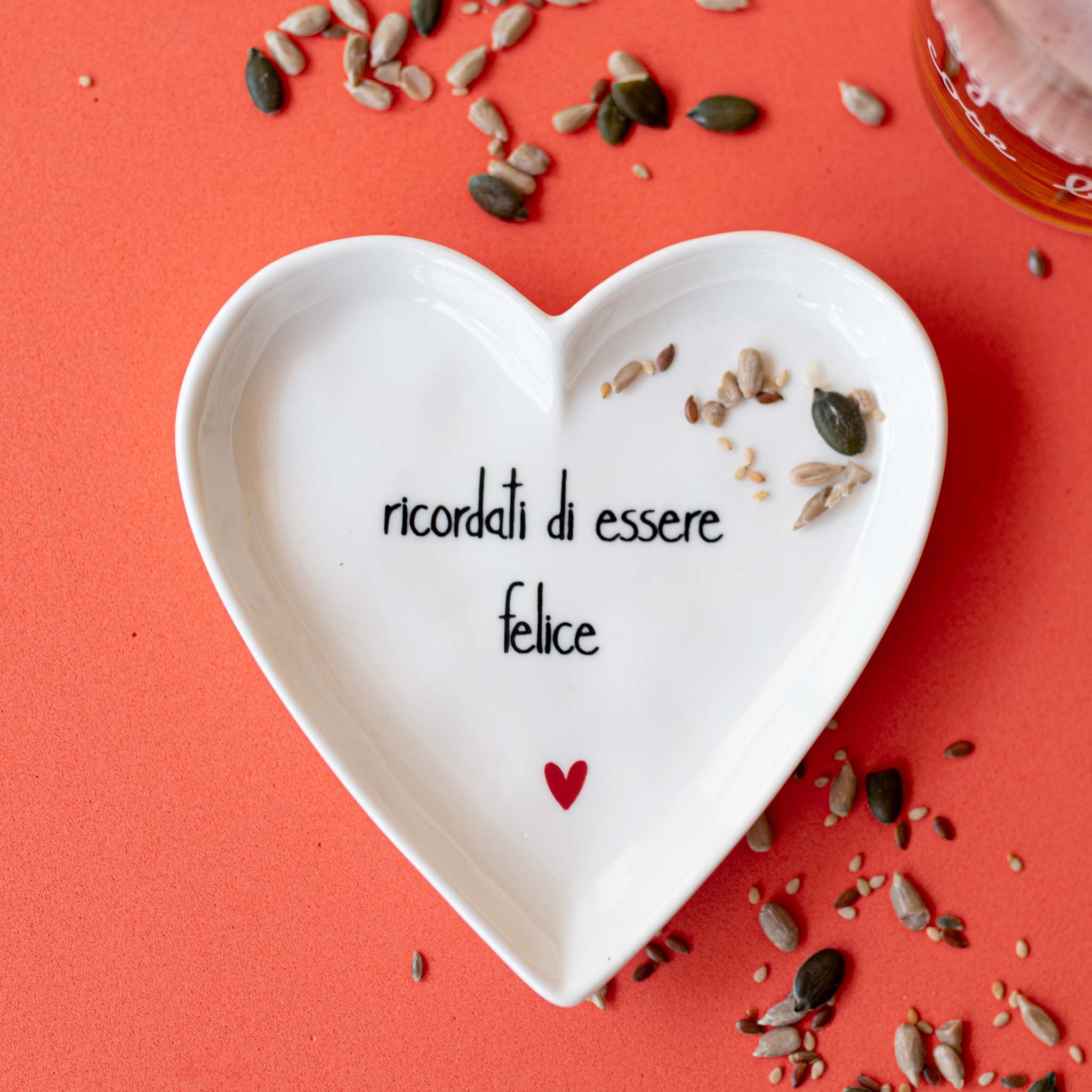 Set 2 Piatti cuore Ricordati di essere felice - 12 cm