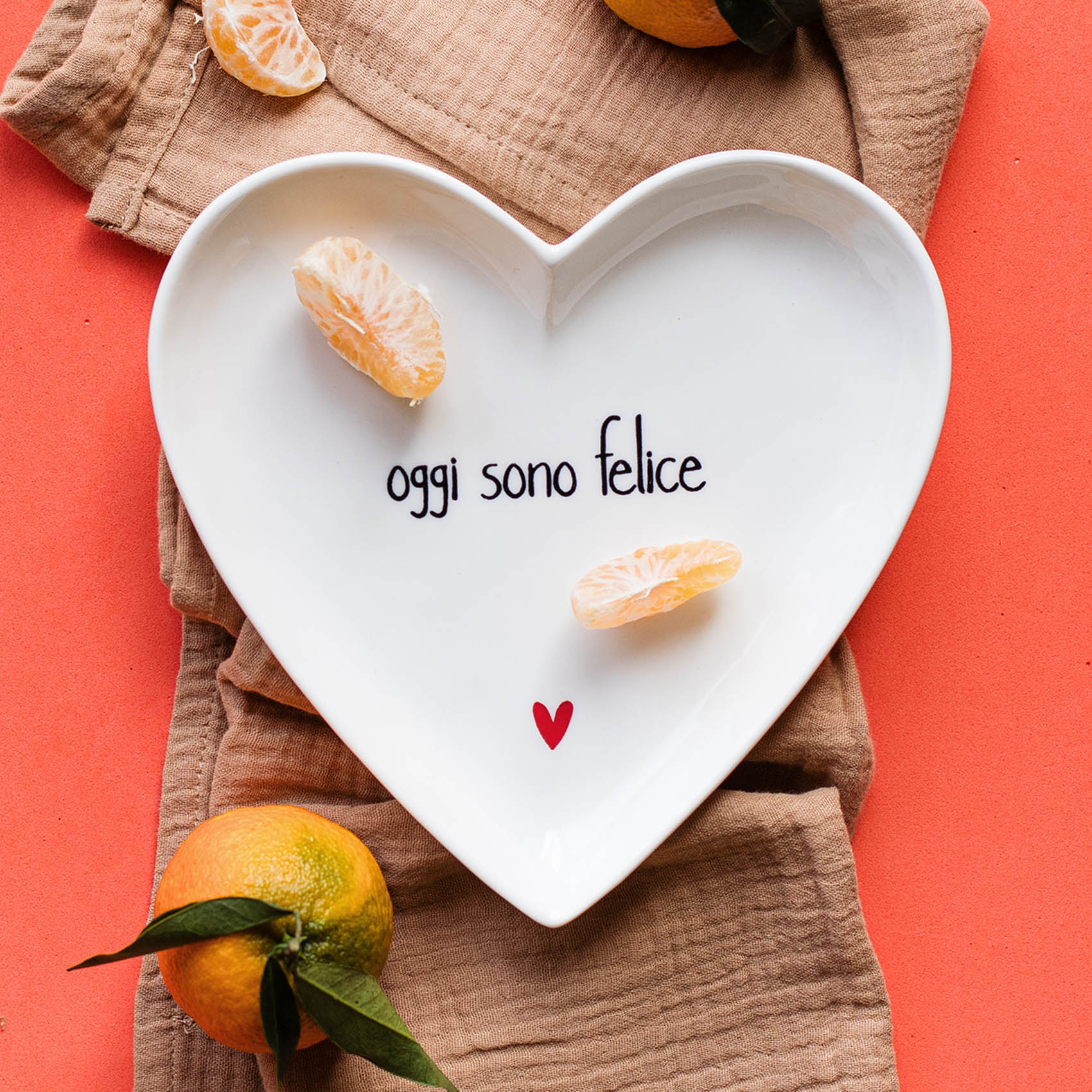 Set 2 Piatti cuore Oggi sono felice - 18 cm