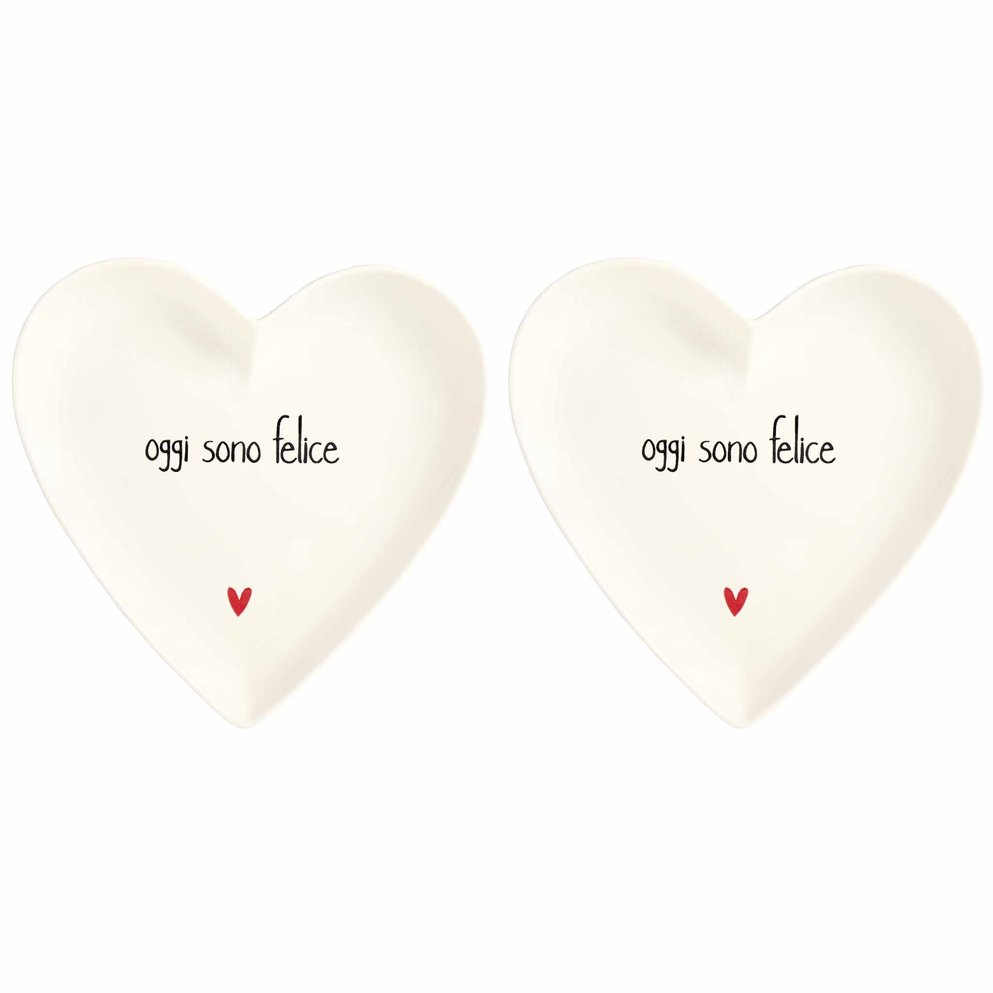 Set 2 Piatti cuore Oggi sono felice - 18 cm
