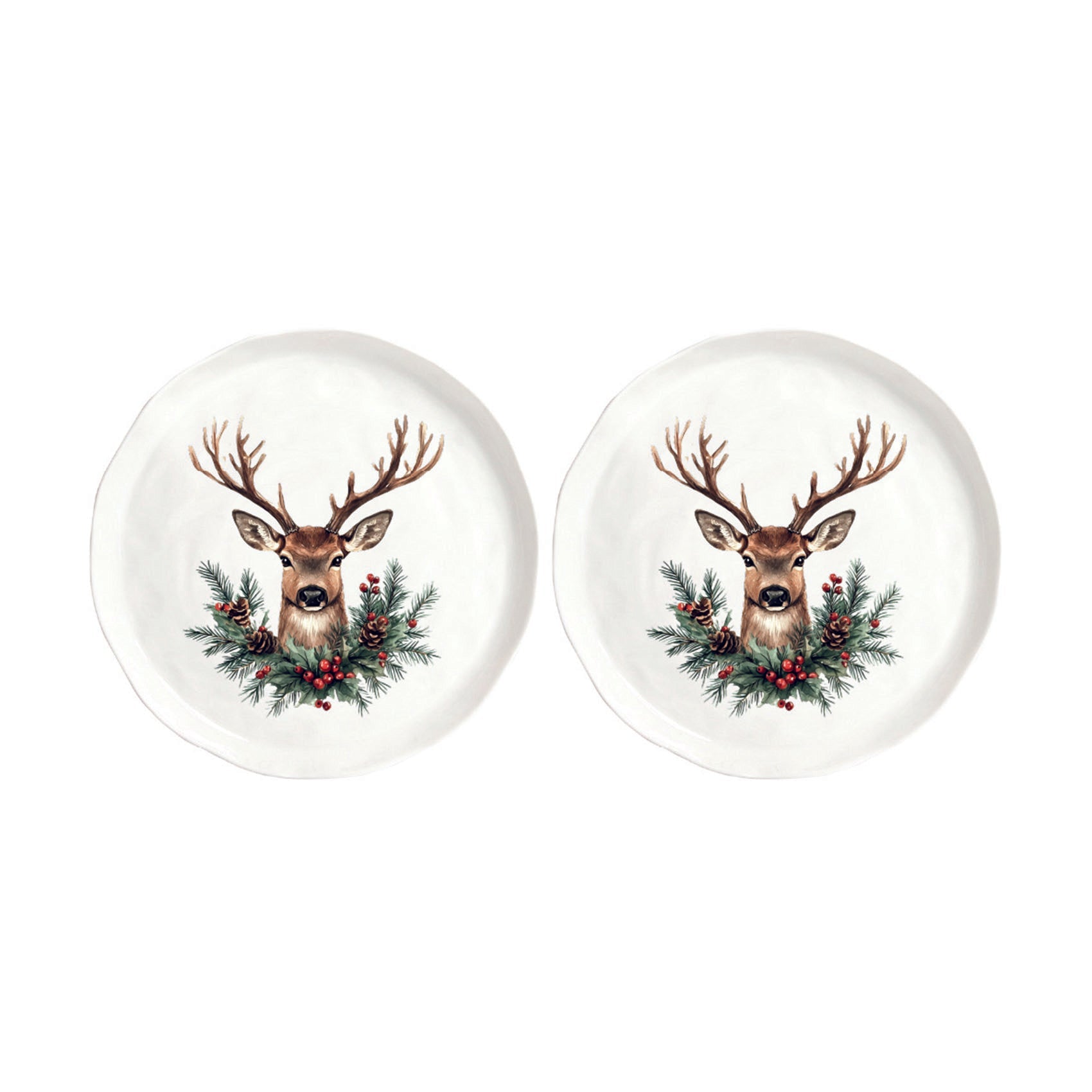 Set 2 Piatti da dessert Cervo natalizio