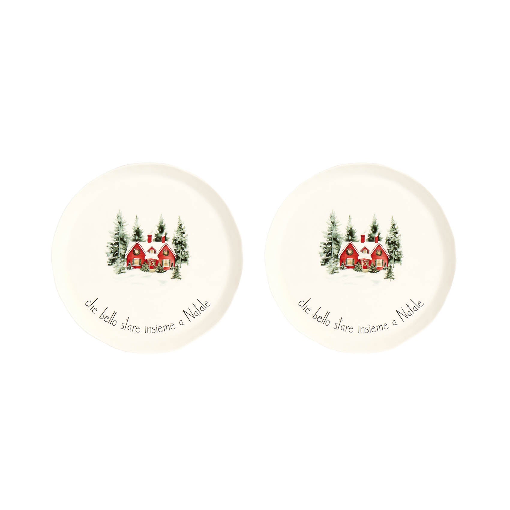 Set 2 Piatti da dessert Natale in famiglia