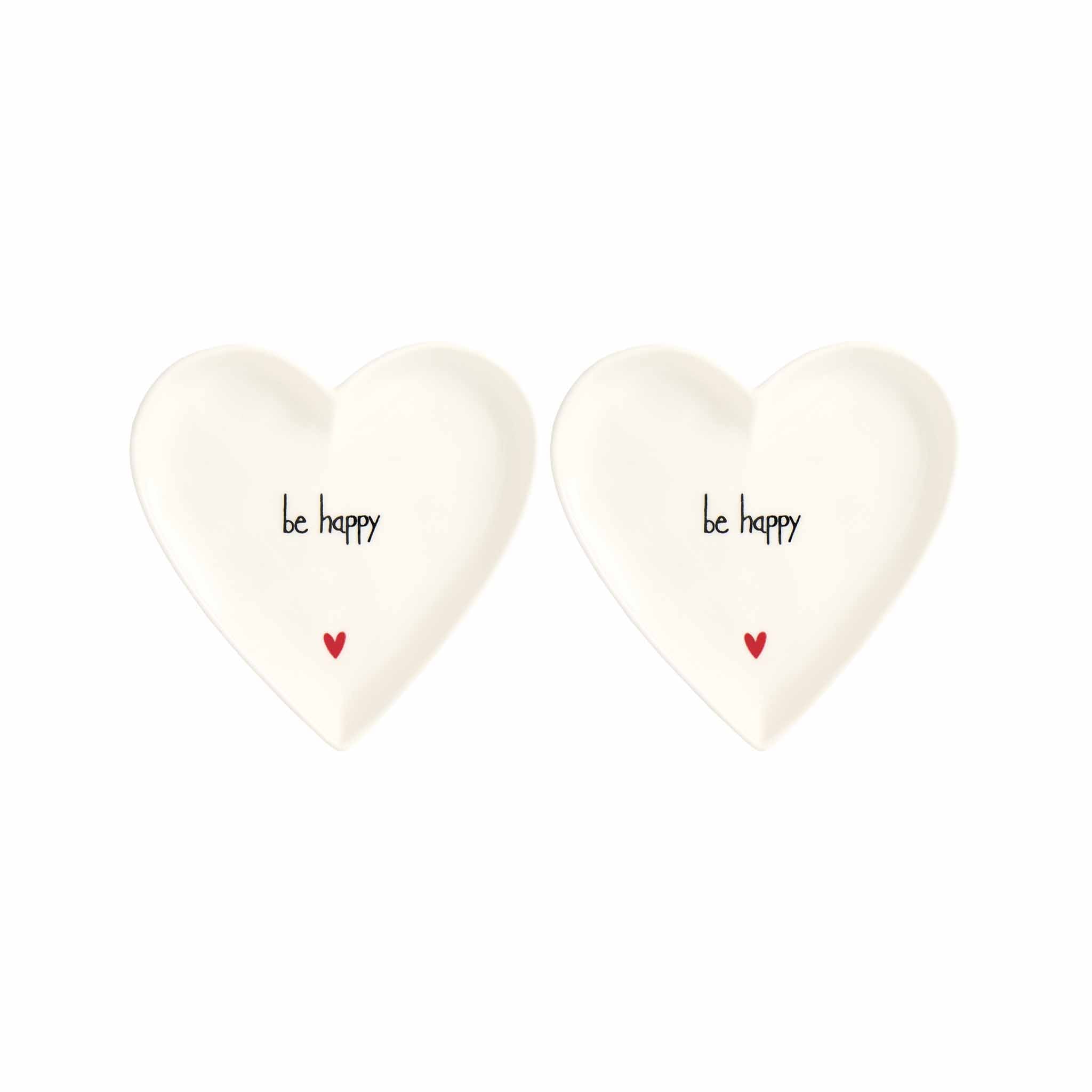 Set 2 Piatti cuore Be happy - 12 cm
