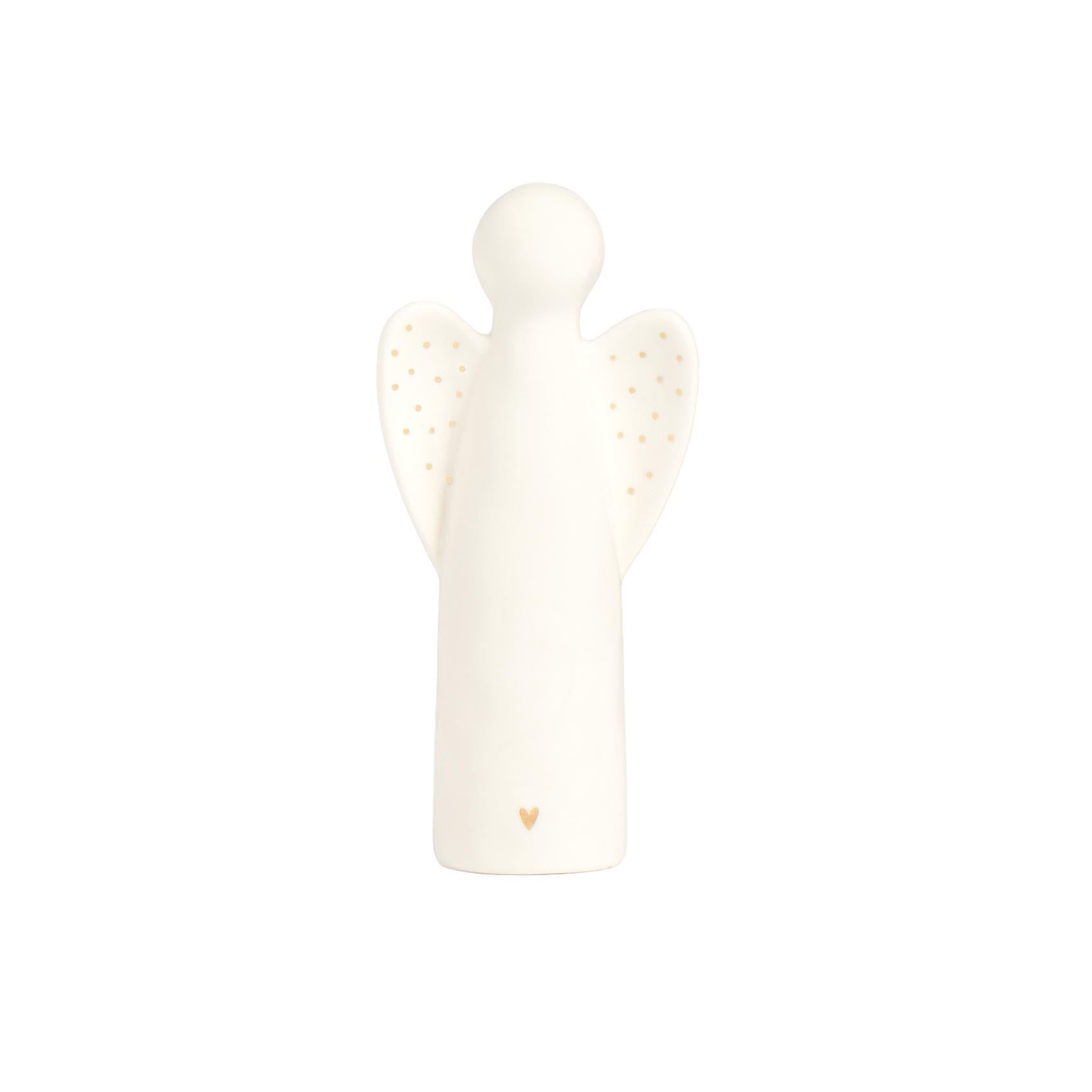 ÁNGEL DE 14 CM CON CORAZÓN DE LUNARES