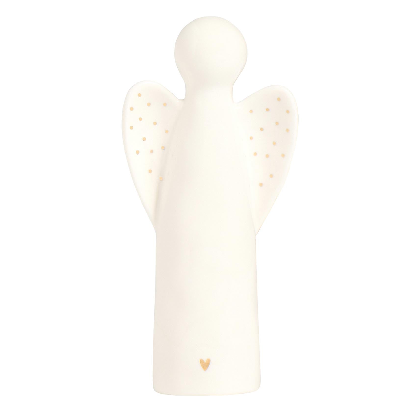 ÁNGEL DE 18 CM CON CORAZÓN DE LUNARES
