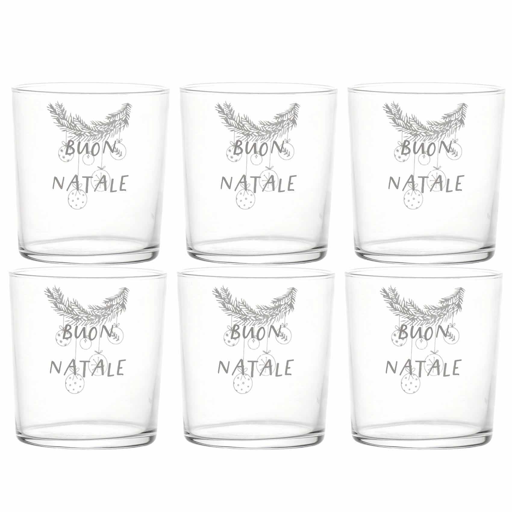 JUEGO DE 6 VASOS DE 35 CL «FELIZ NAVIDAD»