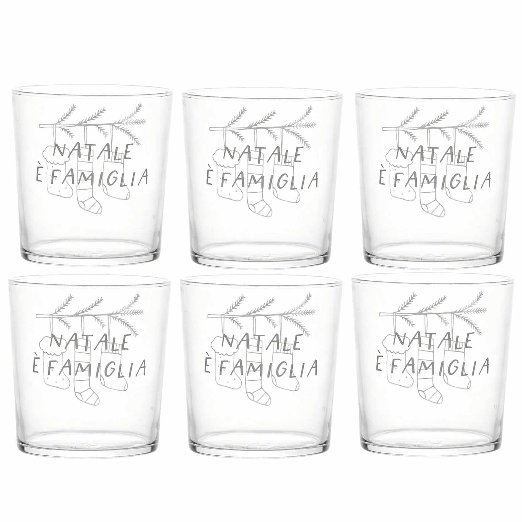 JUEGO DE 6 VASOS DE 35 CL: «LA NAVIDAD ES FAMILIA»