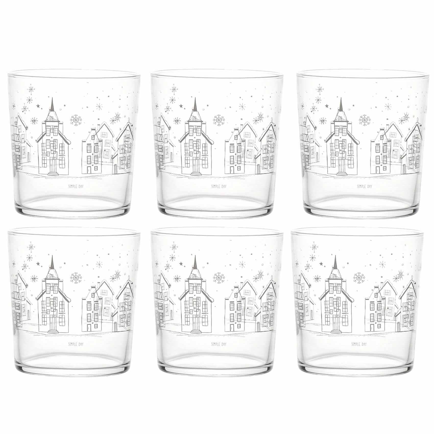 JUEGO DE 6 VASOS DE 35 CL «PUEBLO DE NAVIDAD»