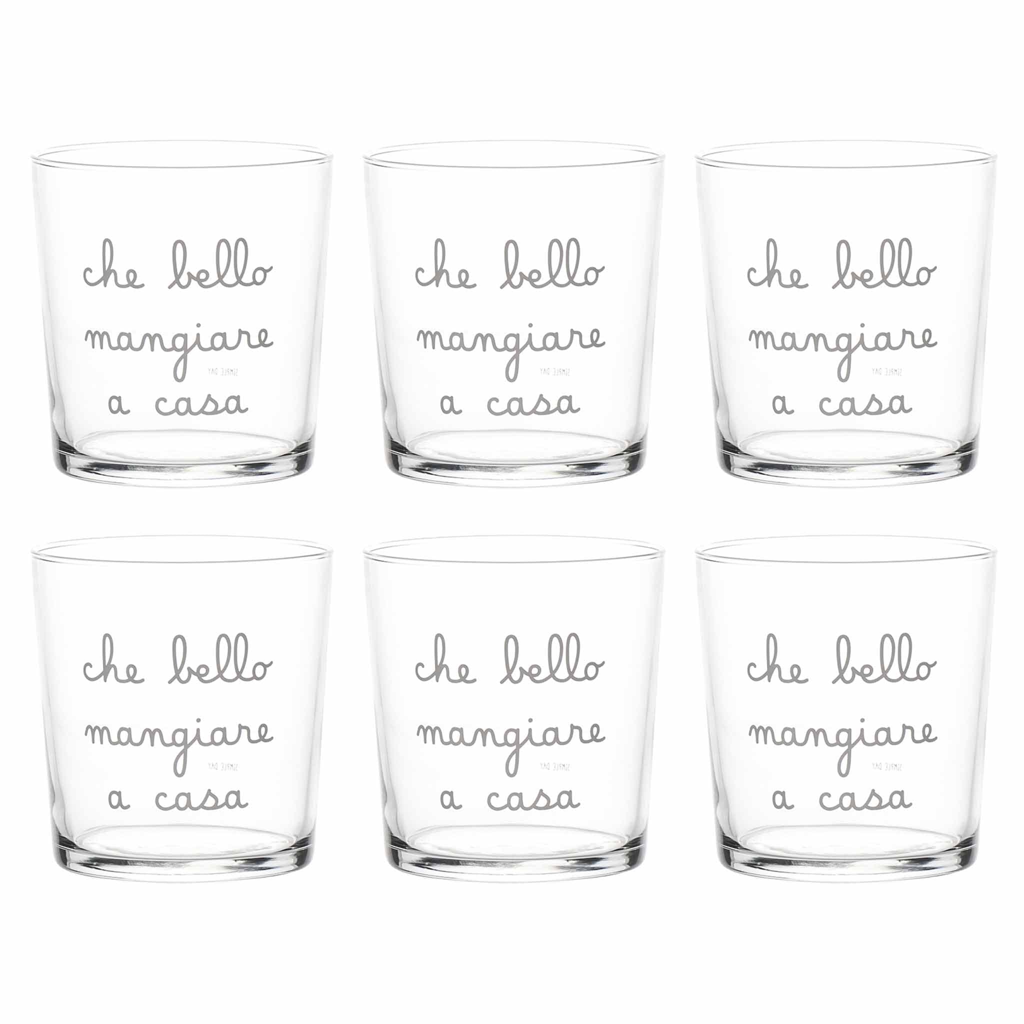 Set 6 Bicchieri acqua Che bello mangiare a casa