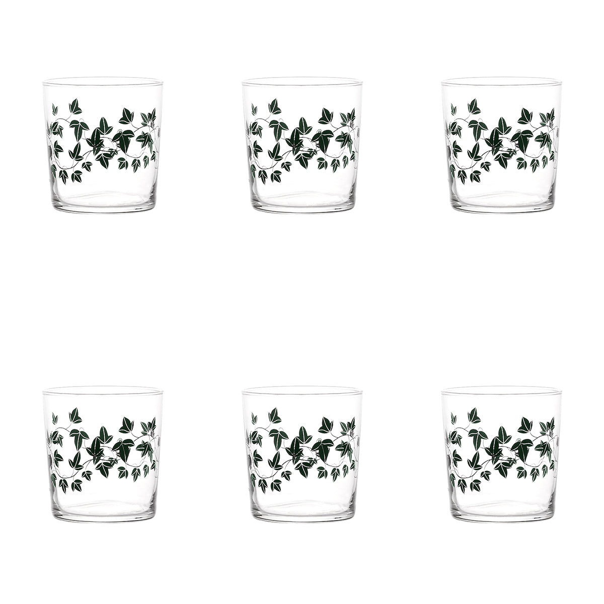 Set of 6 Green Ivy Water Glasses