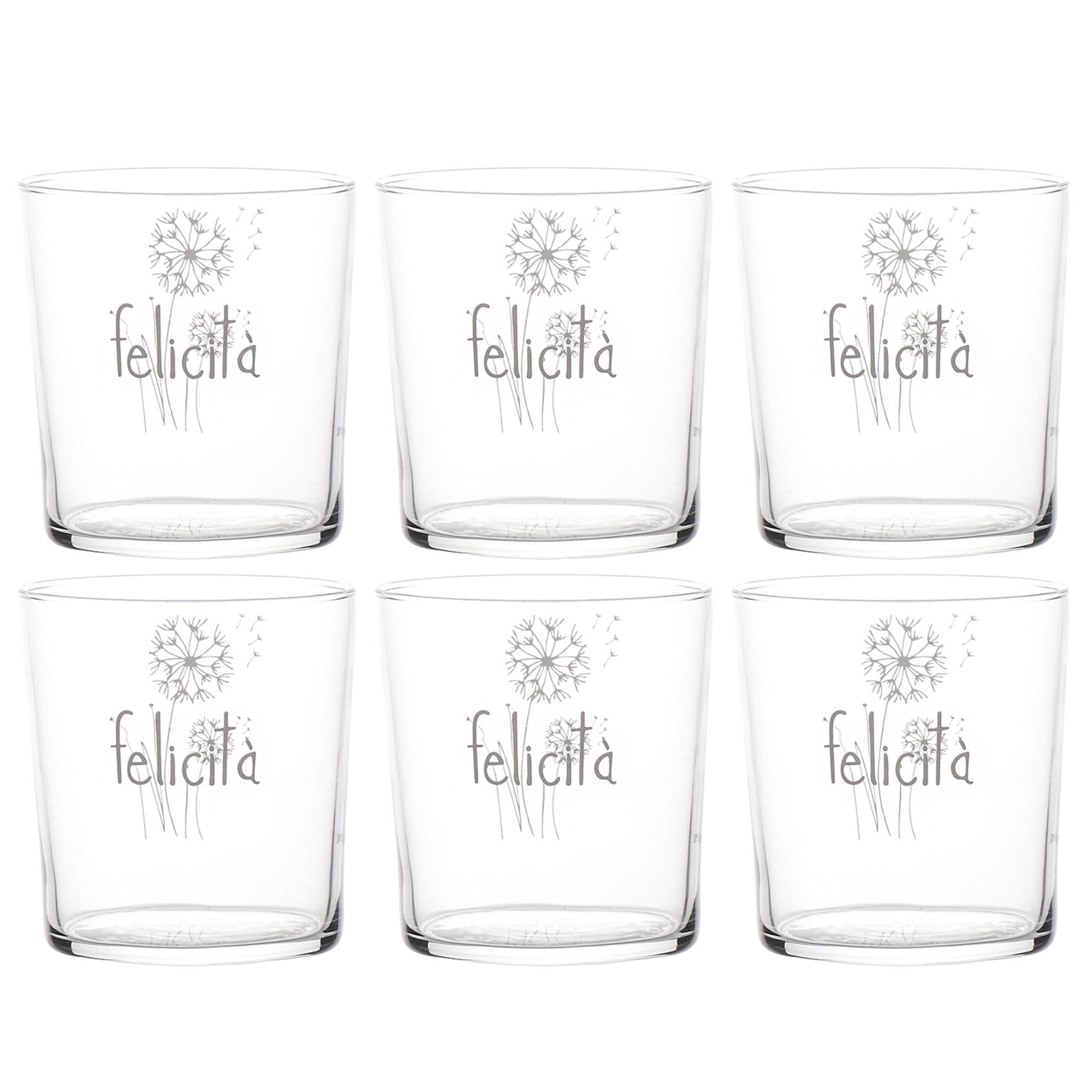 Set 6 bicchieri Felicità soffioni