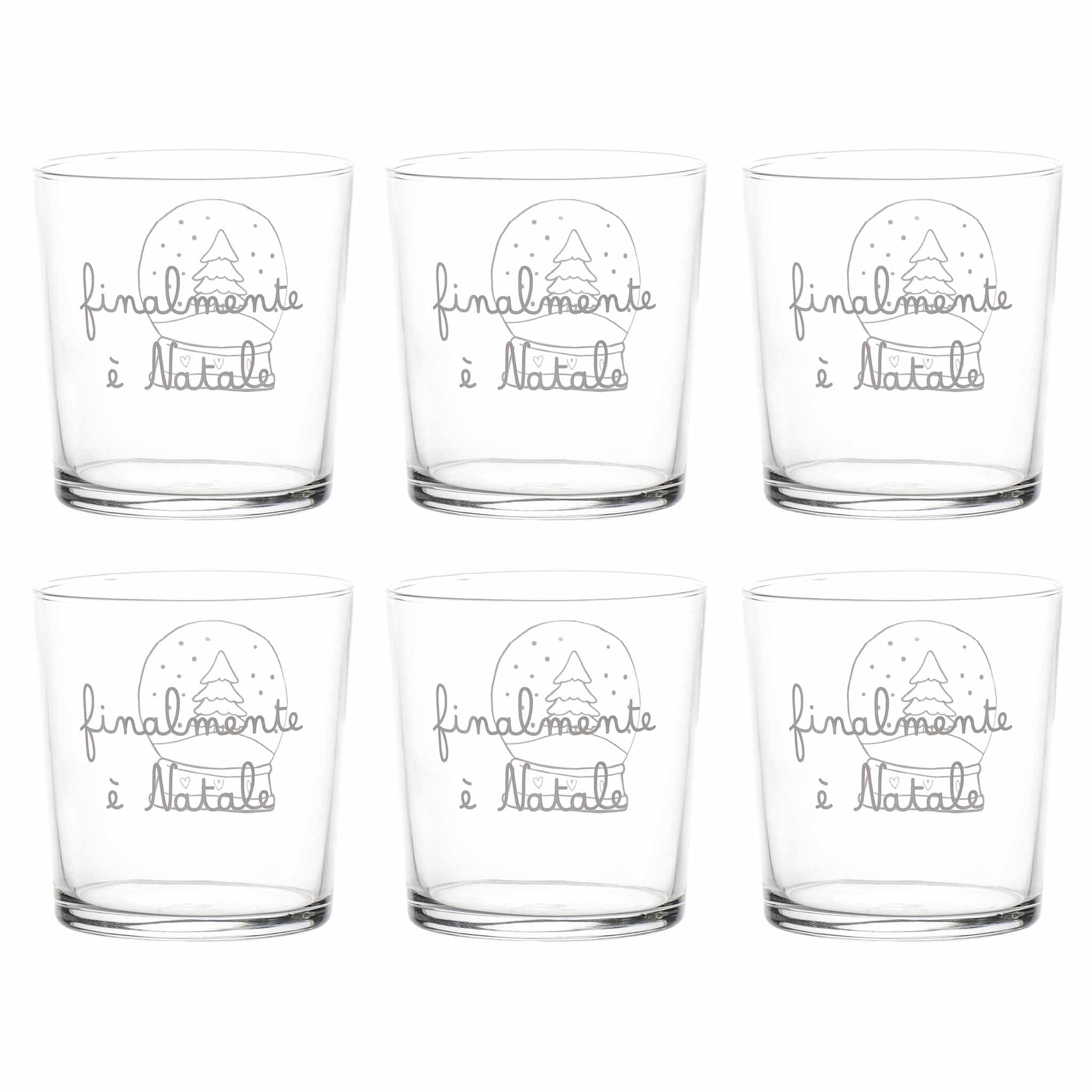 Set 6 Bicchieri acqua Finalmente è Natale