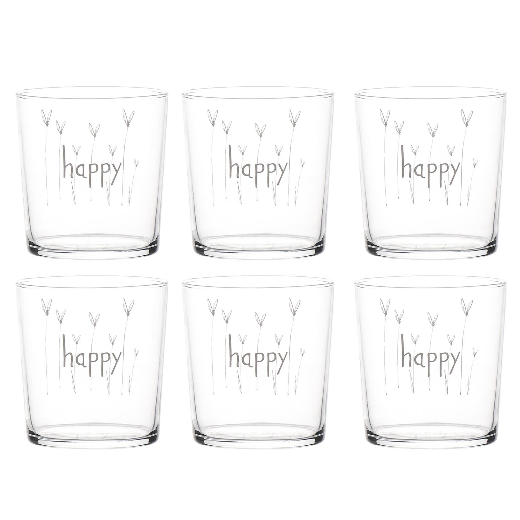 Set 6 bicchieri Happy cuore