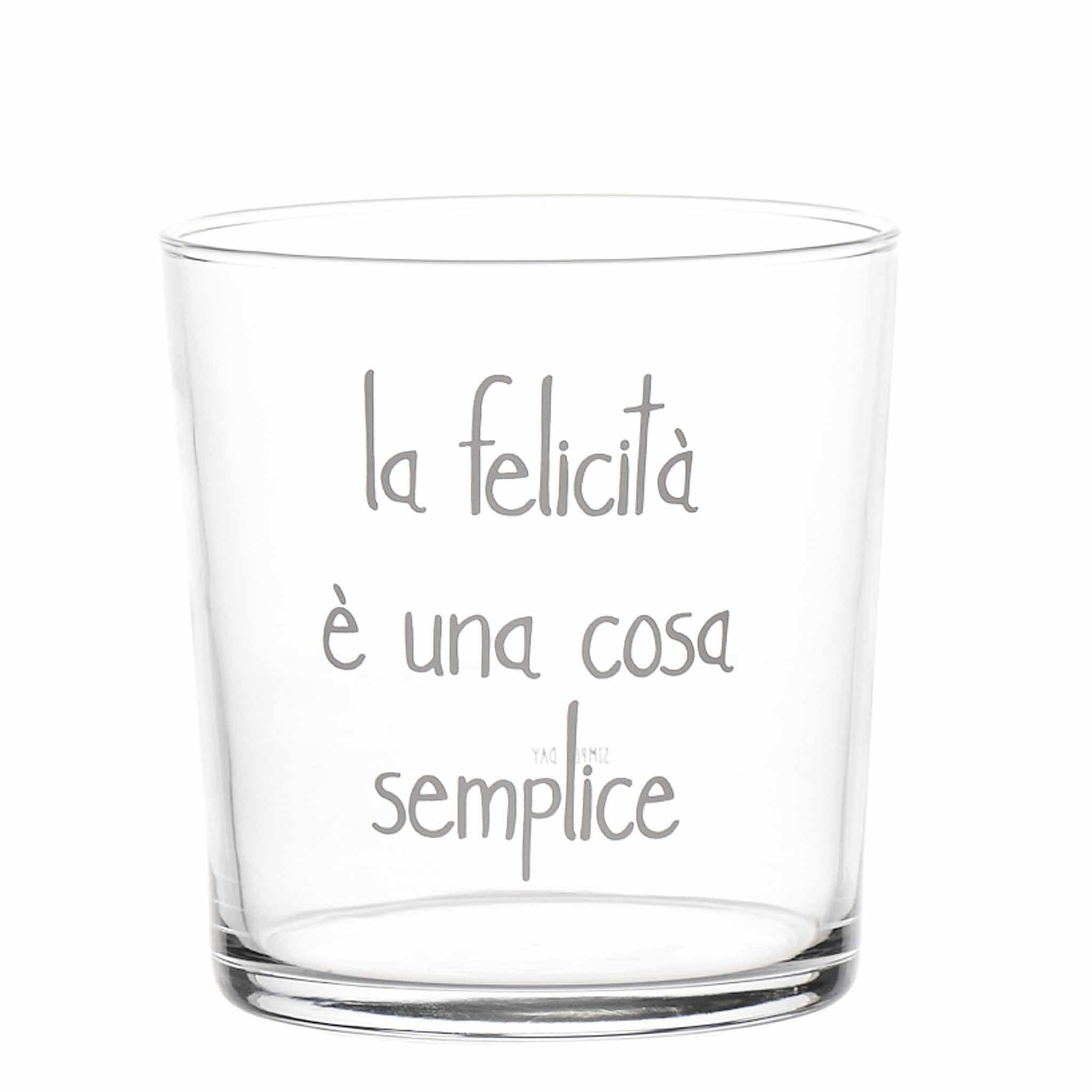 Set of 6 water glasses Happiness is a simple thing