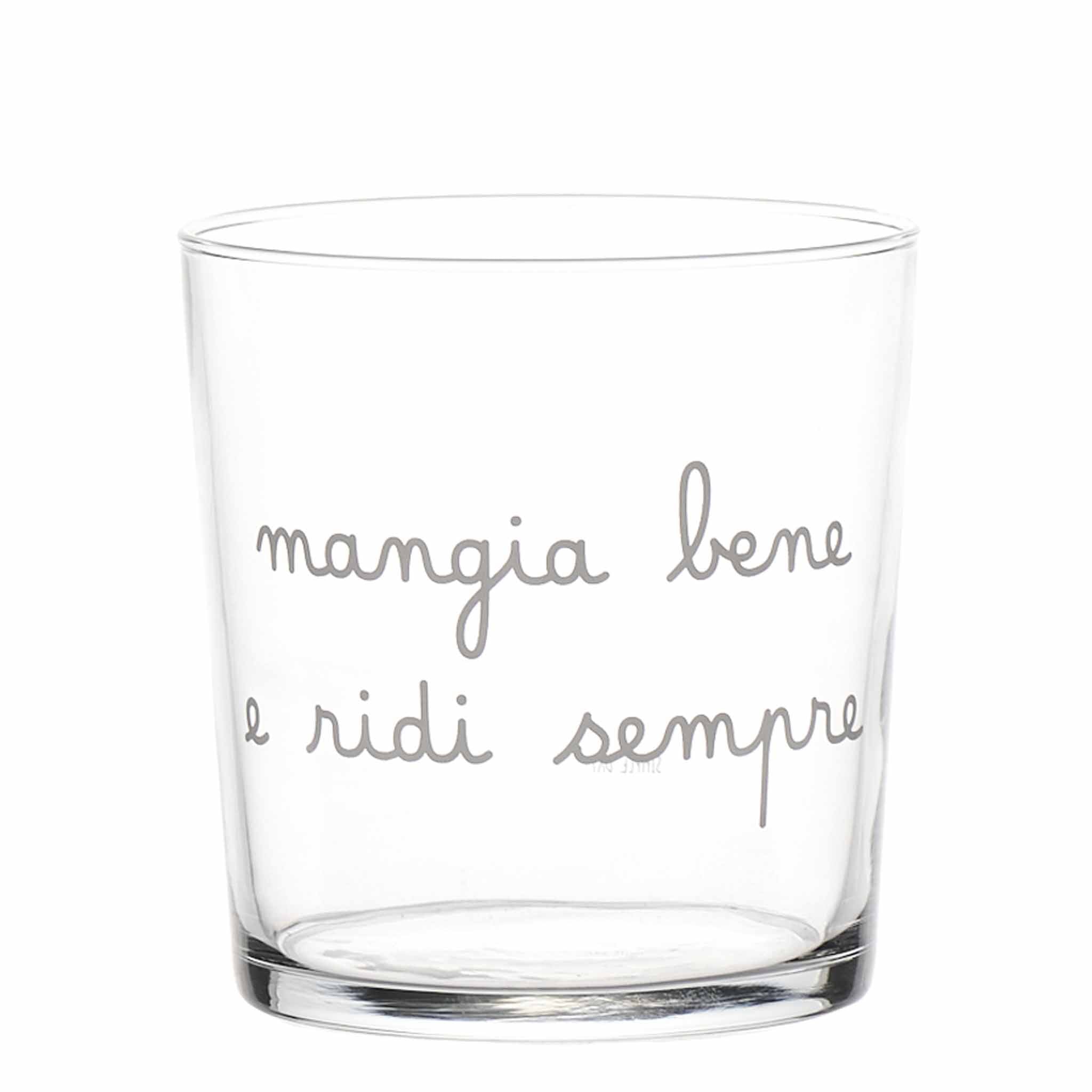 Set 6 Bicchieri acqua Mangia bene e ridi sempre