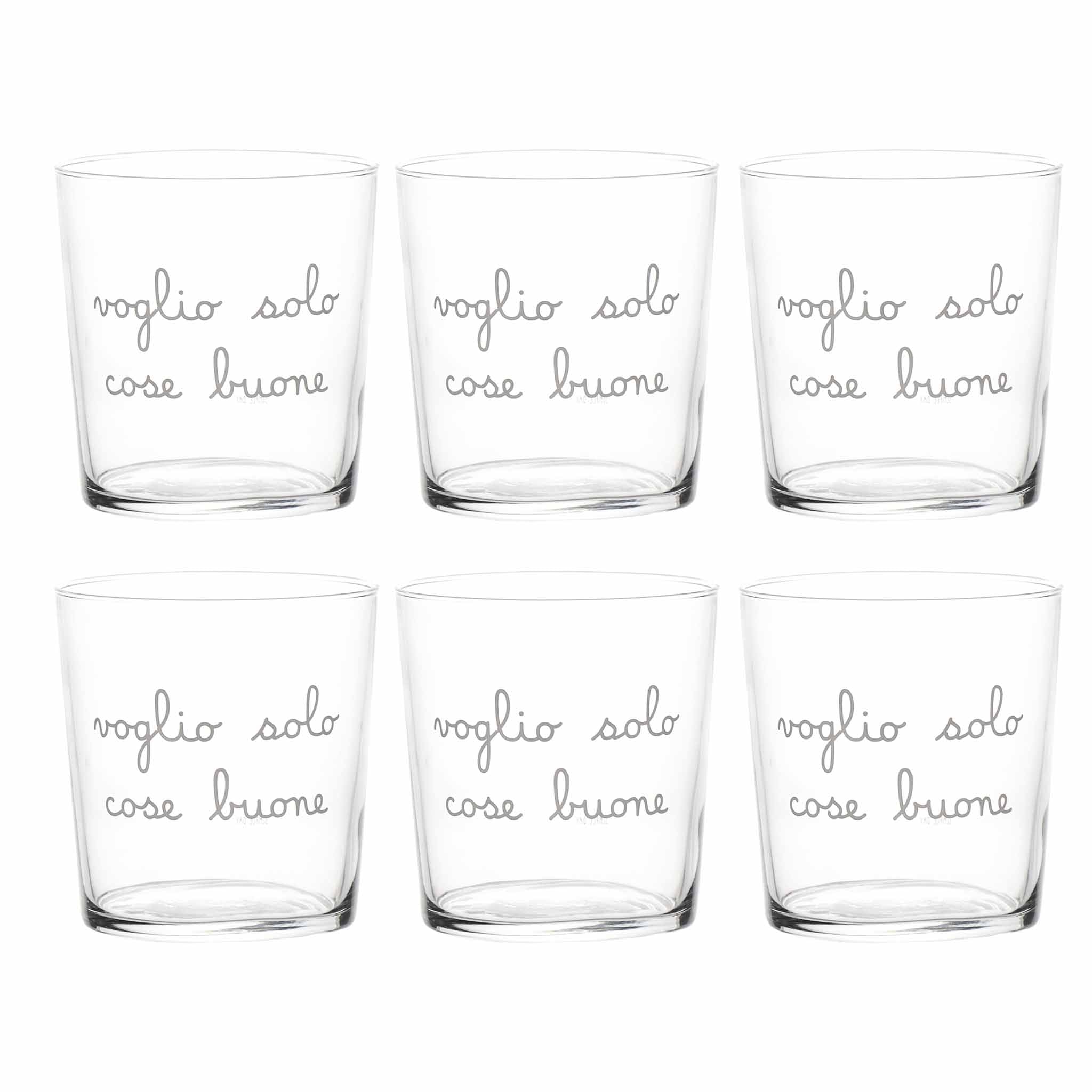 Set 6 Bicchieri acqua Voglio solo cose buone