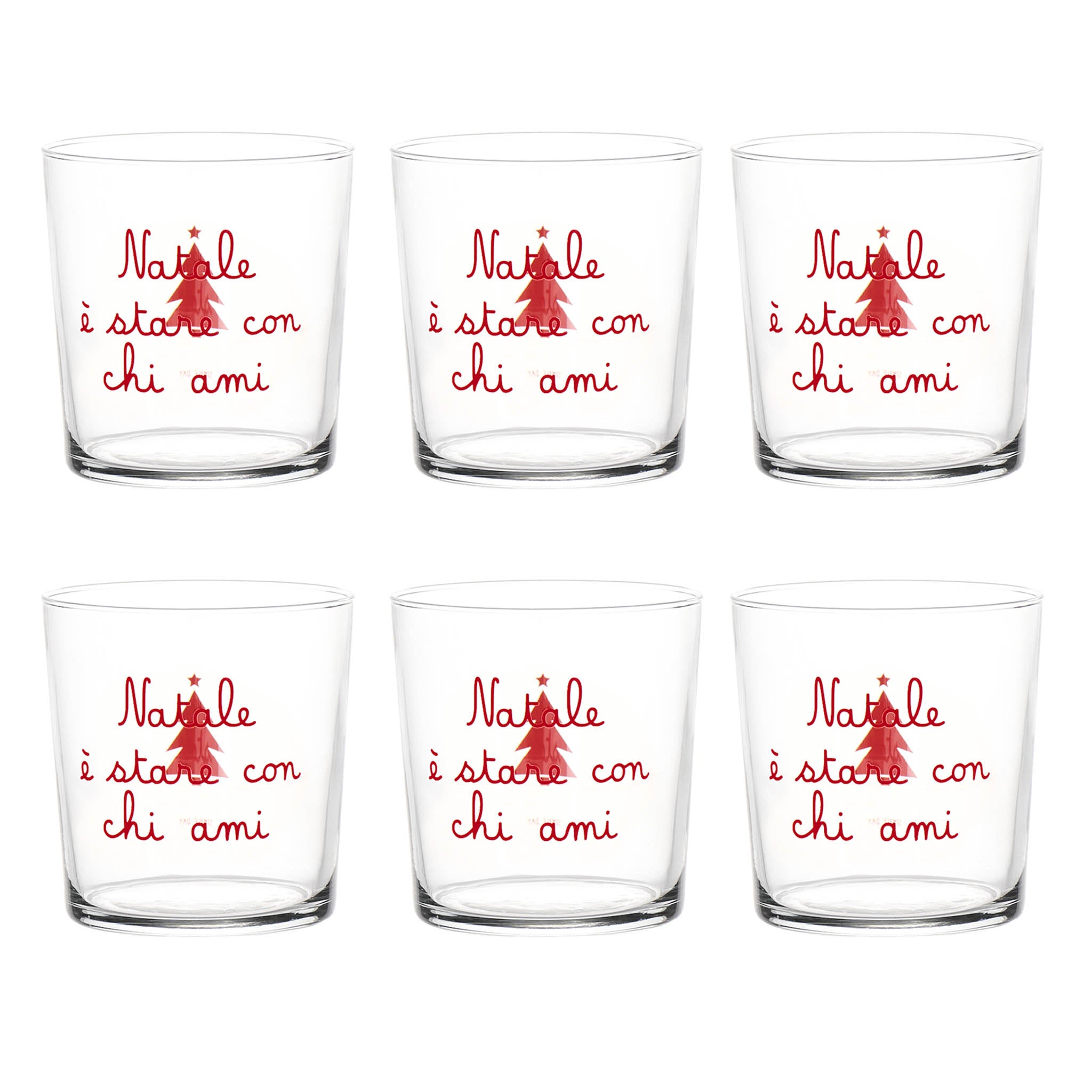 Set 6 Bicchieri acqua Natale è stare con chi ami