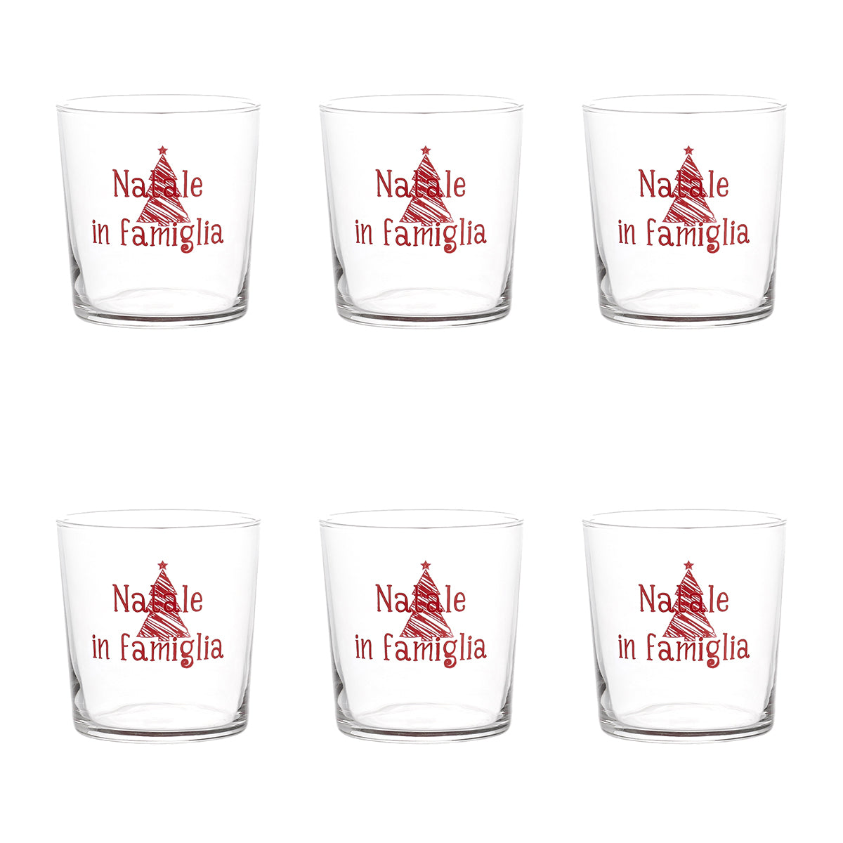 Set 6 glass 35cl christmas in red family