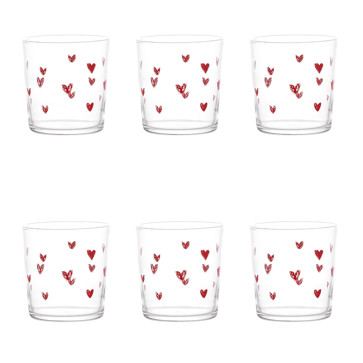 Set of 6 Red Heart Upholstery Water Glasses