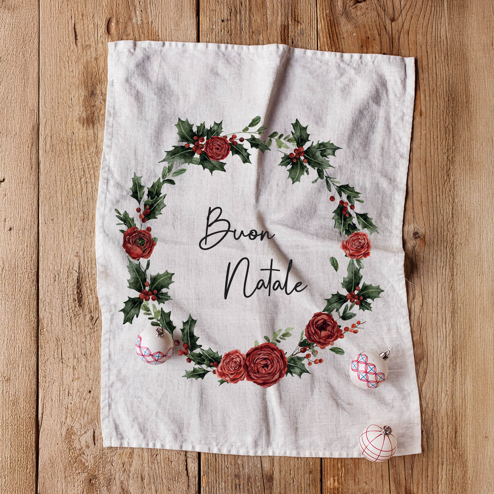 PAÑO DE COCINA GUIRNALDA DE FELIZ NAVIDAD