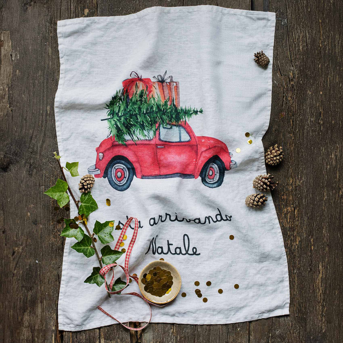 Canovaccio Da Cucina Ulster Weavers 'Cani Delle Nevi' - 100% Cotone, 48x74 Cm, Rosso/Multicolore, Natalizio