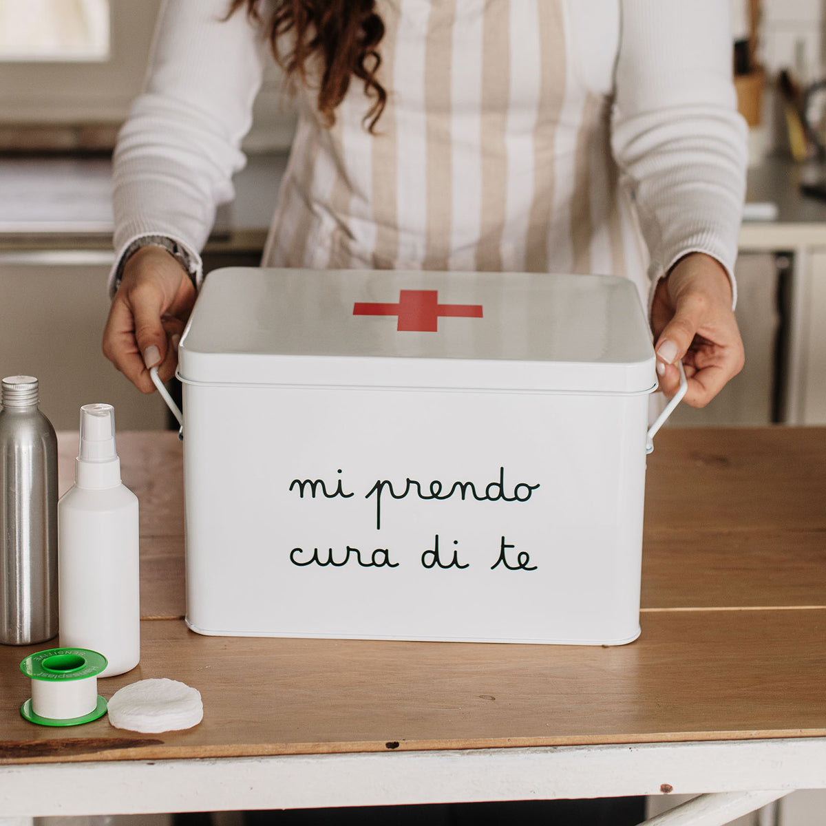 Scatola in acciaio verniciato Mi prendo cura di te - Grande