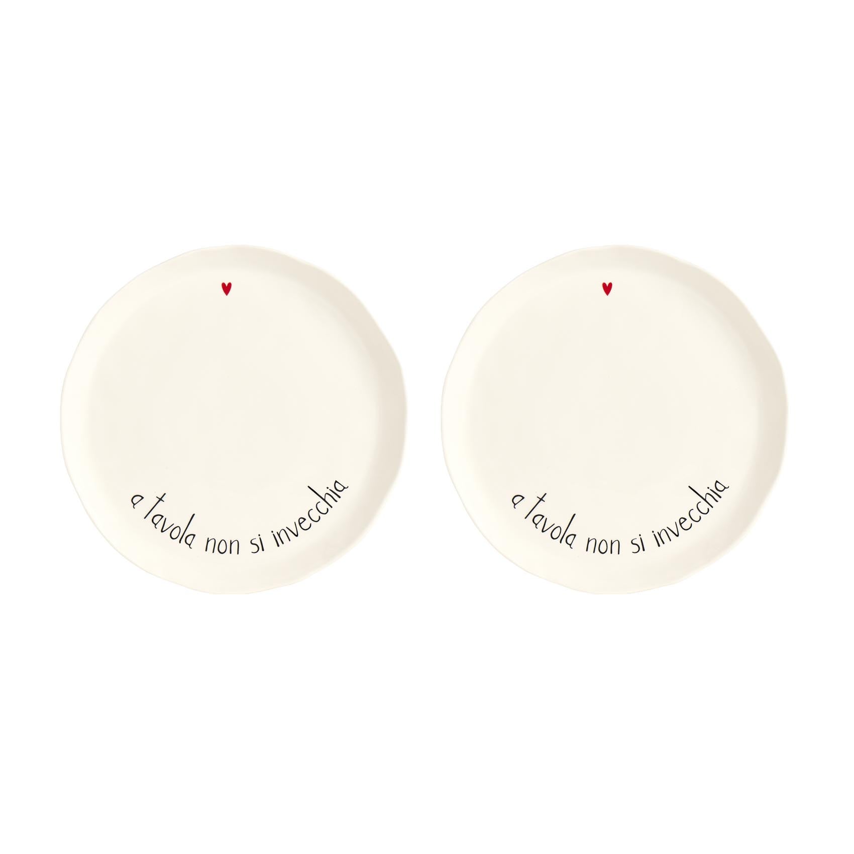 LOT DE 2 ASSIETTES PLATES : À TABLE, ON NE VIEILLIT PAS