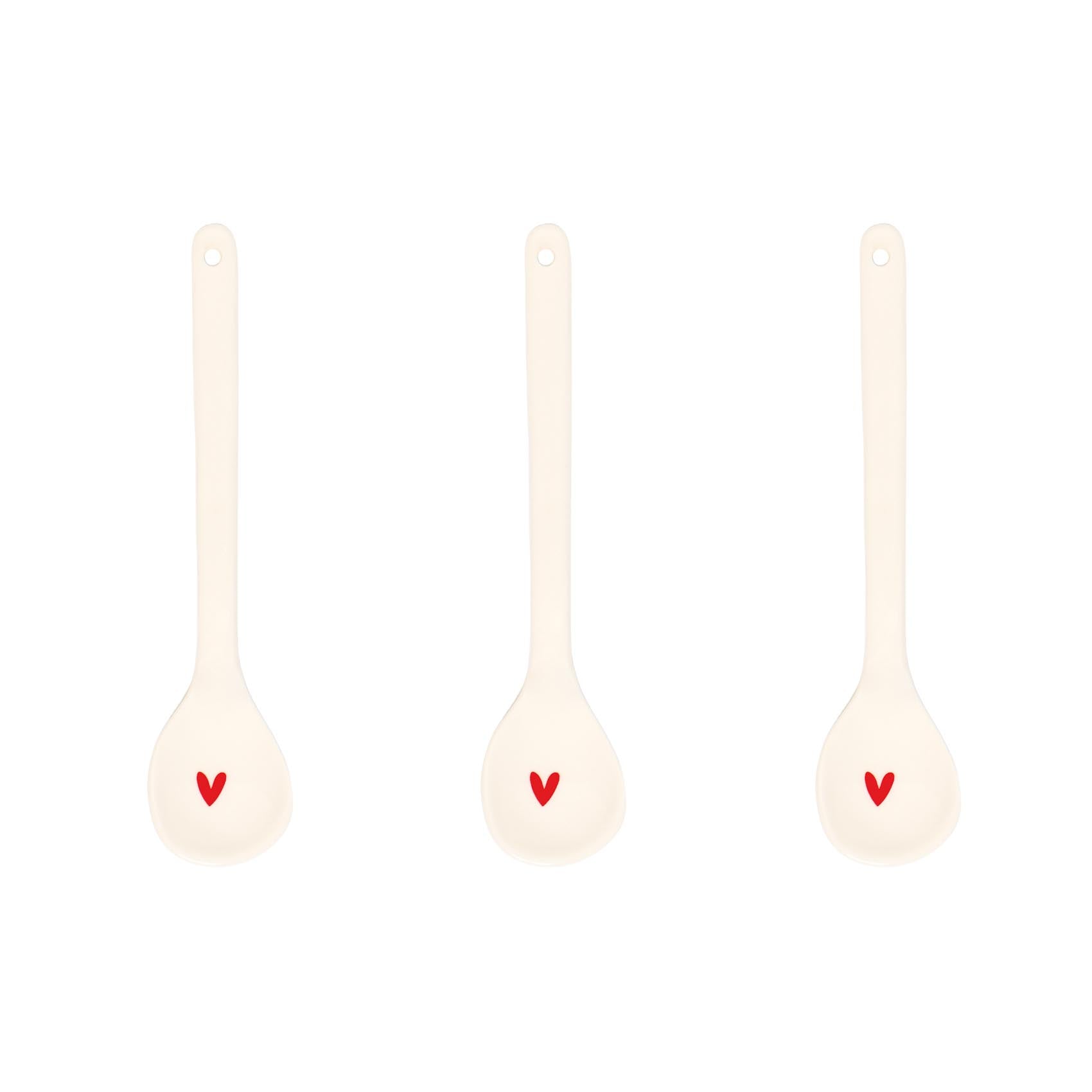 3er-Set Löffel, 13 cm, rotes Herz