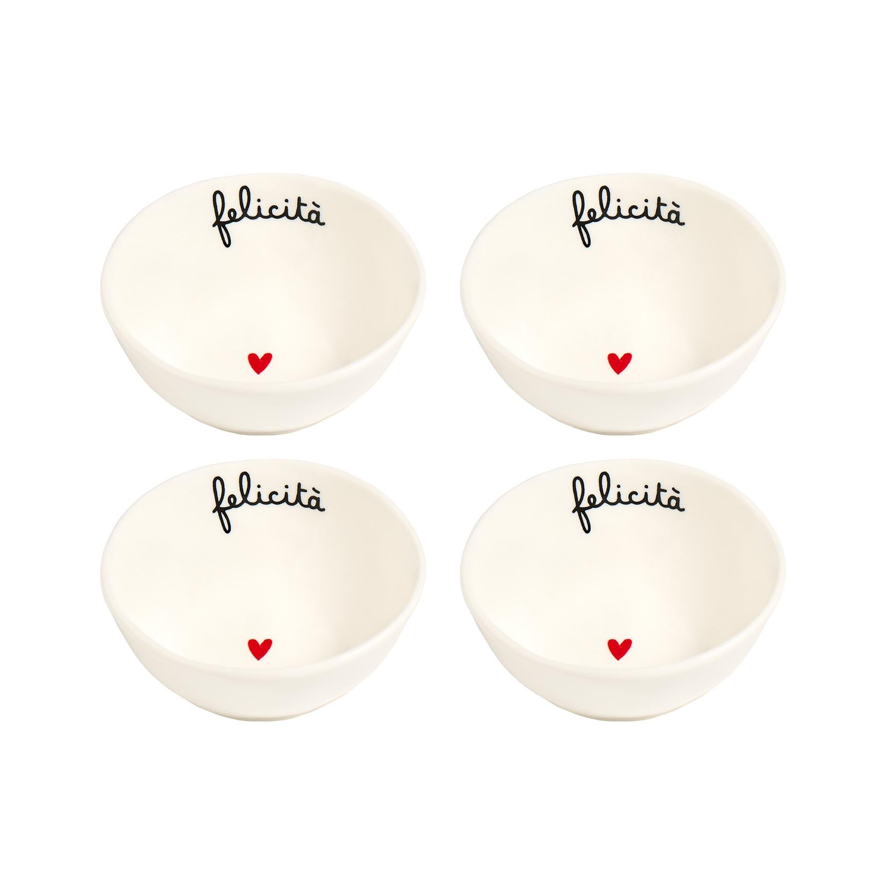 Set 4 Coppette in gres Felicità