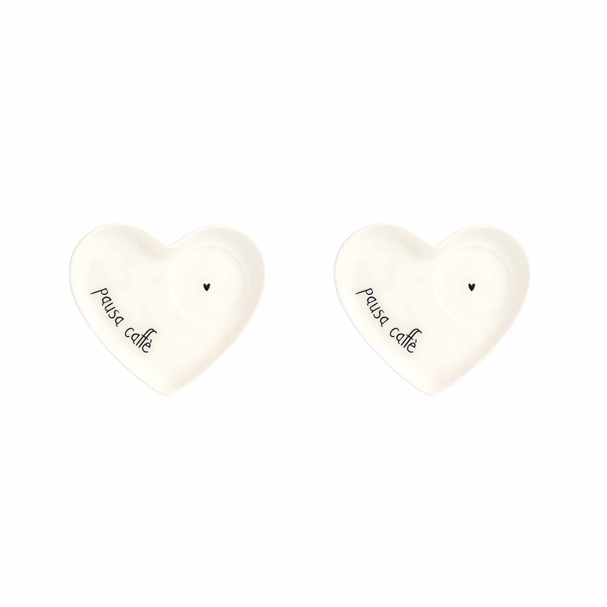 Set 2 Heart Saucers for Espresso Cups Coffee Break