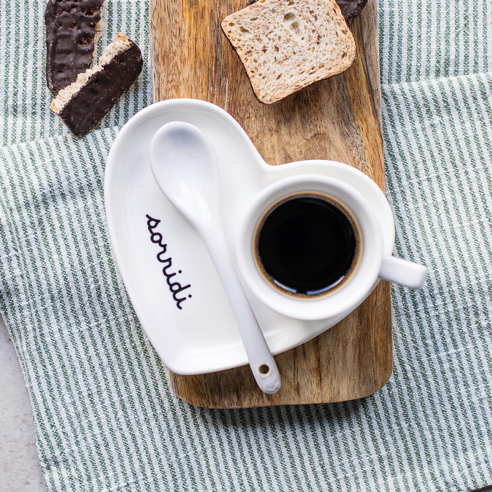 Set 2 Piattini cuore per tazze espresso Sorridi