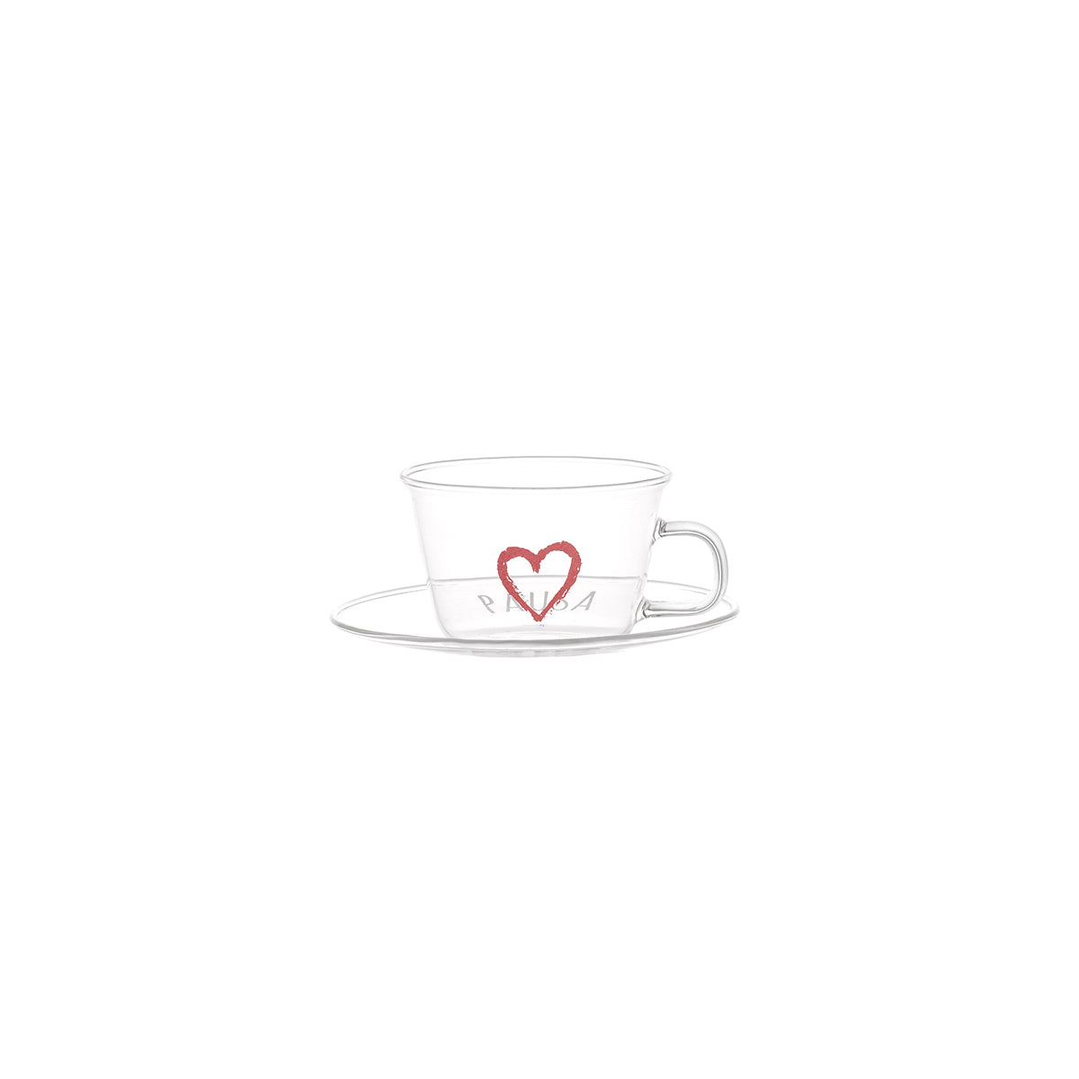 Set of 2 espresso cups with saucer Coffee Break red heart