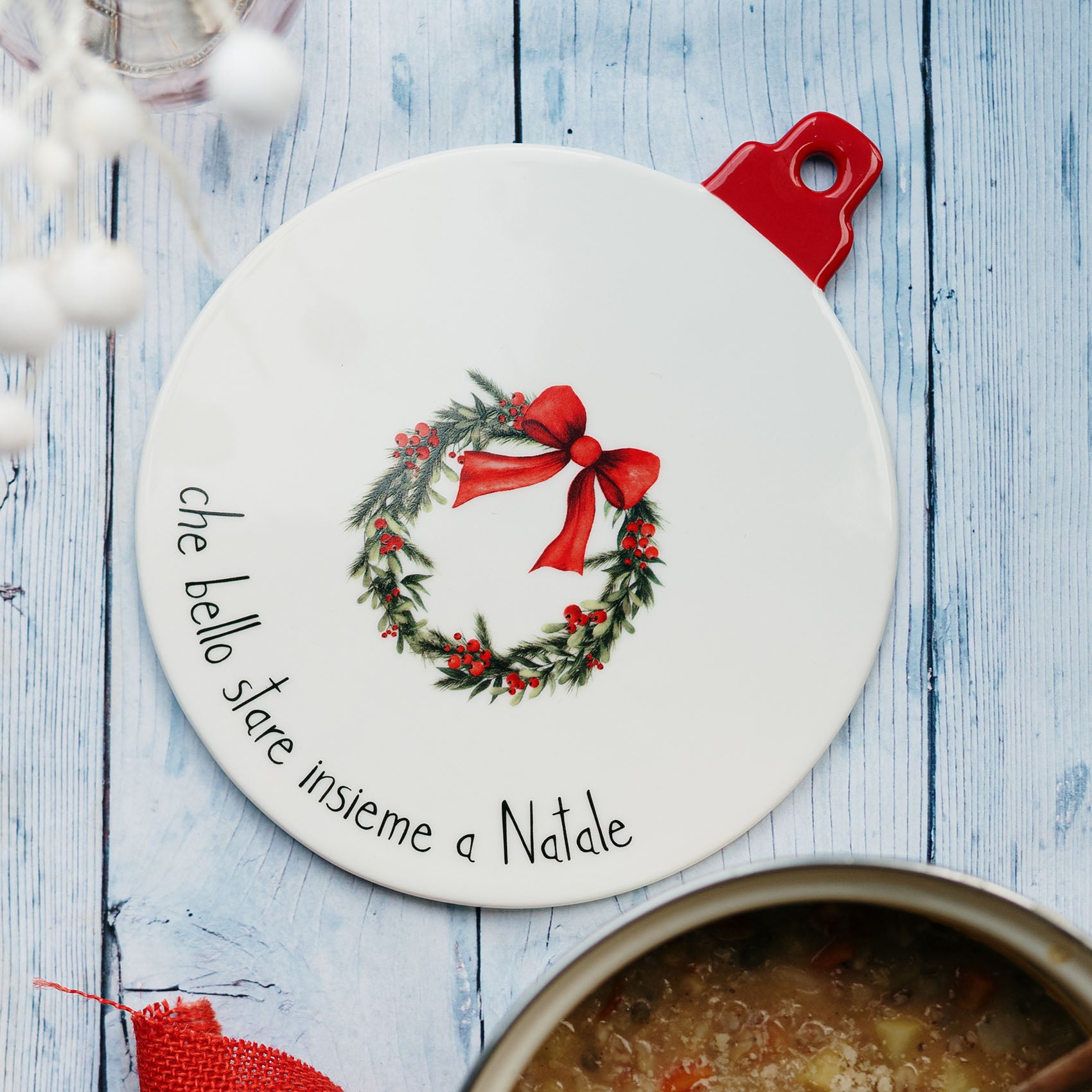 Topfuntersetzer „Kugel“ 20 x 23,5 cm – Wie schön, Weihnachten gemeinsam zu verbringen