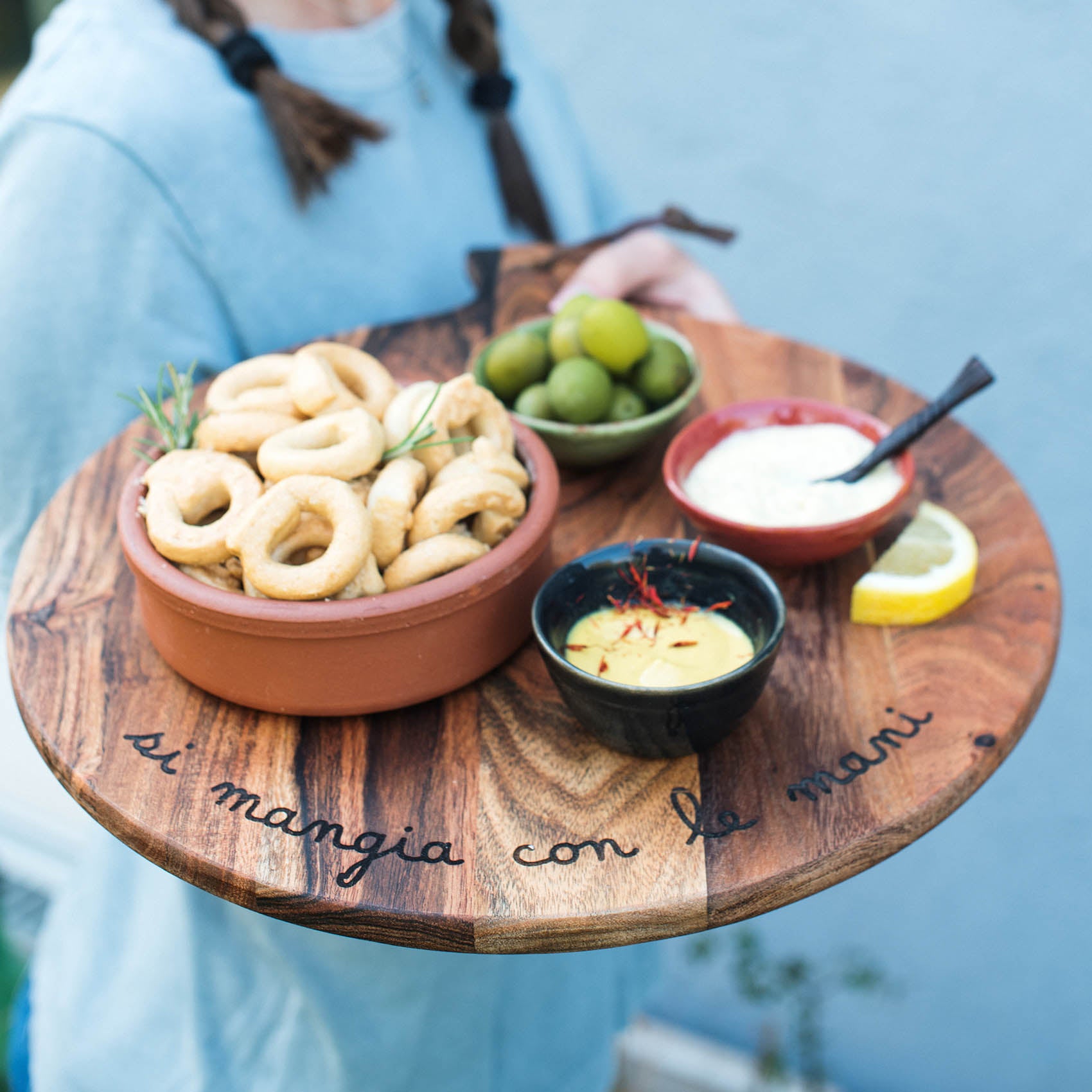 Tagliere tondo Si mangia con le mani