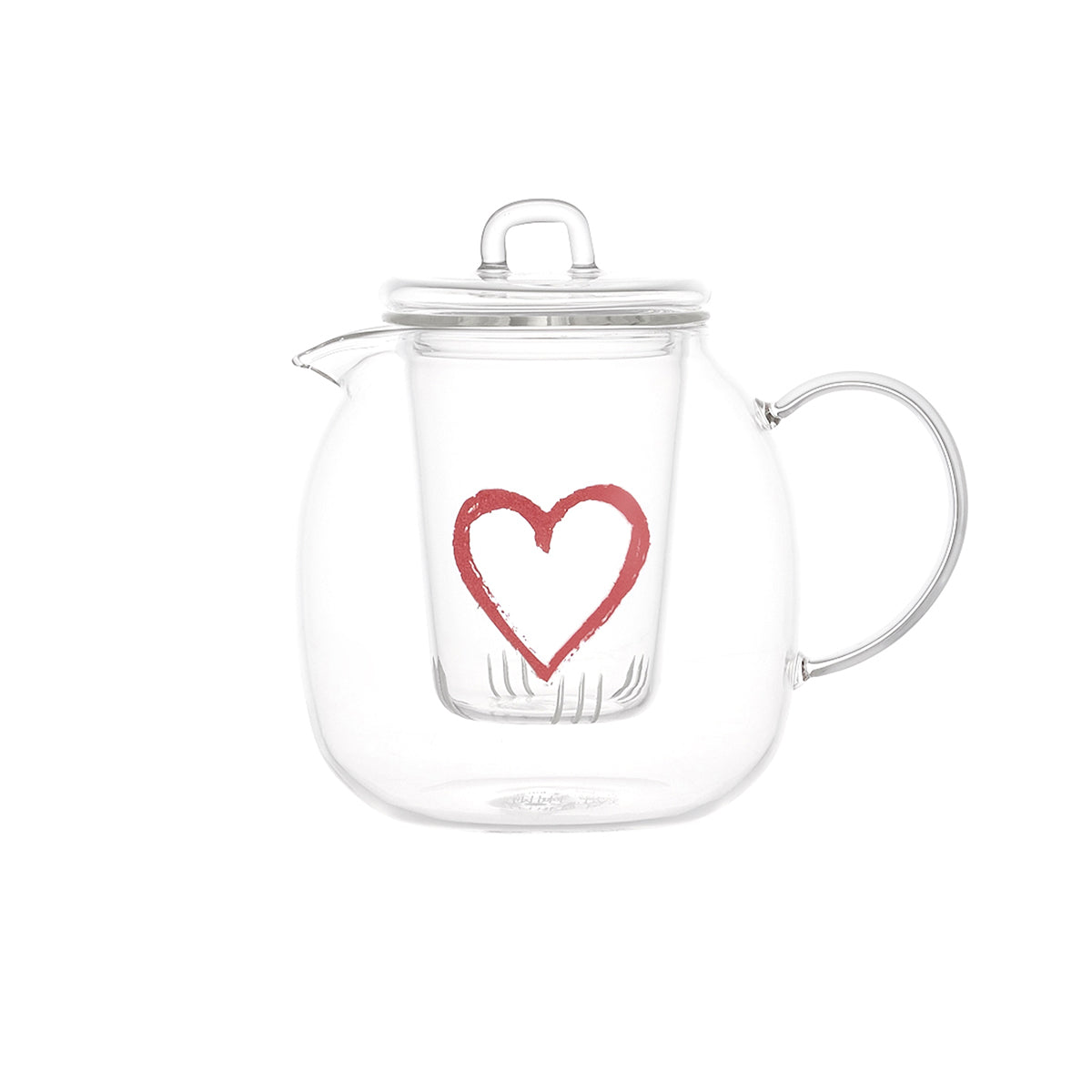 1000ml red graffiti heart teapot