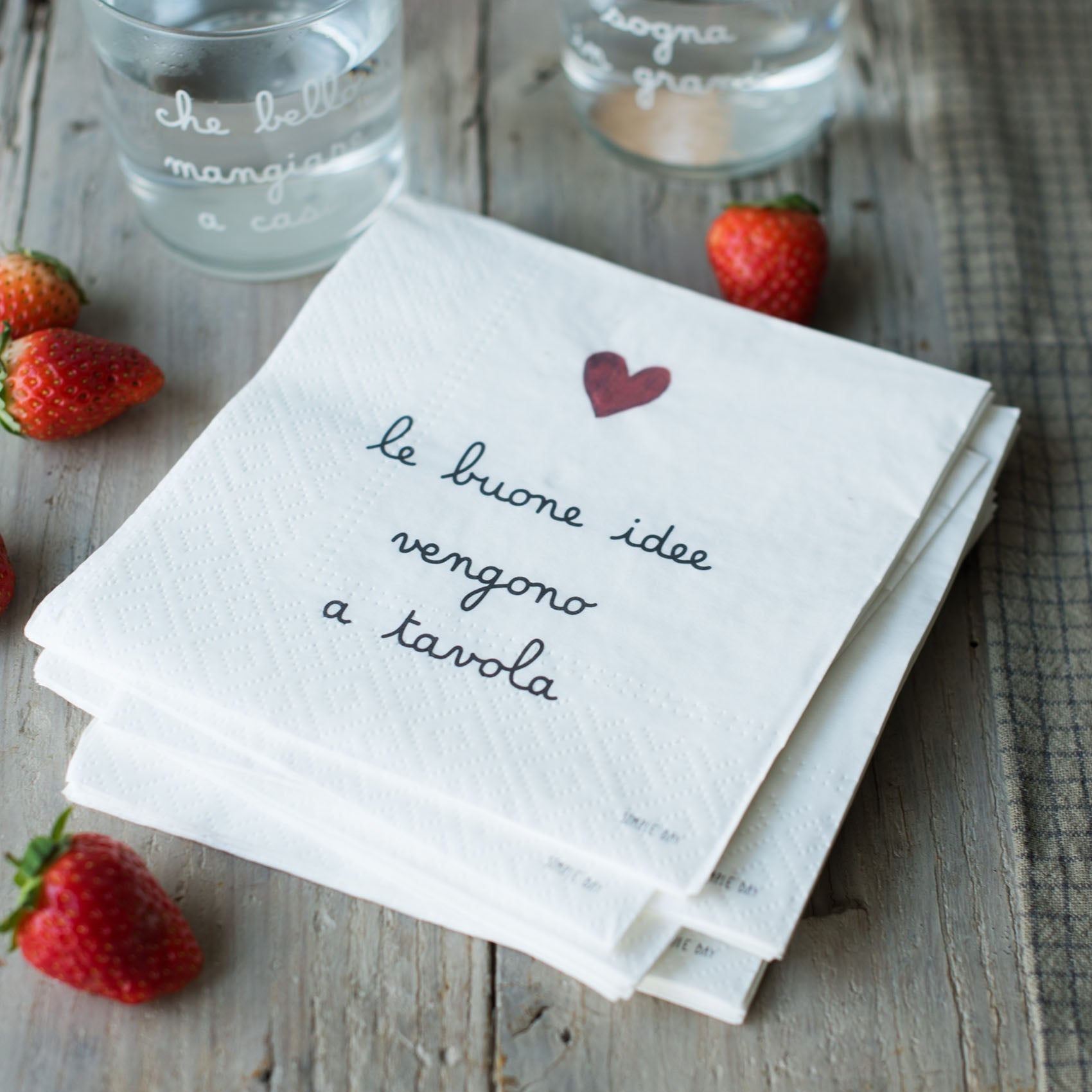 Set 20 tovaglioli in carta Le buone idee vengono a tavola