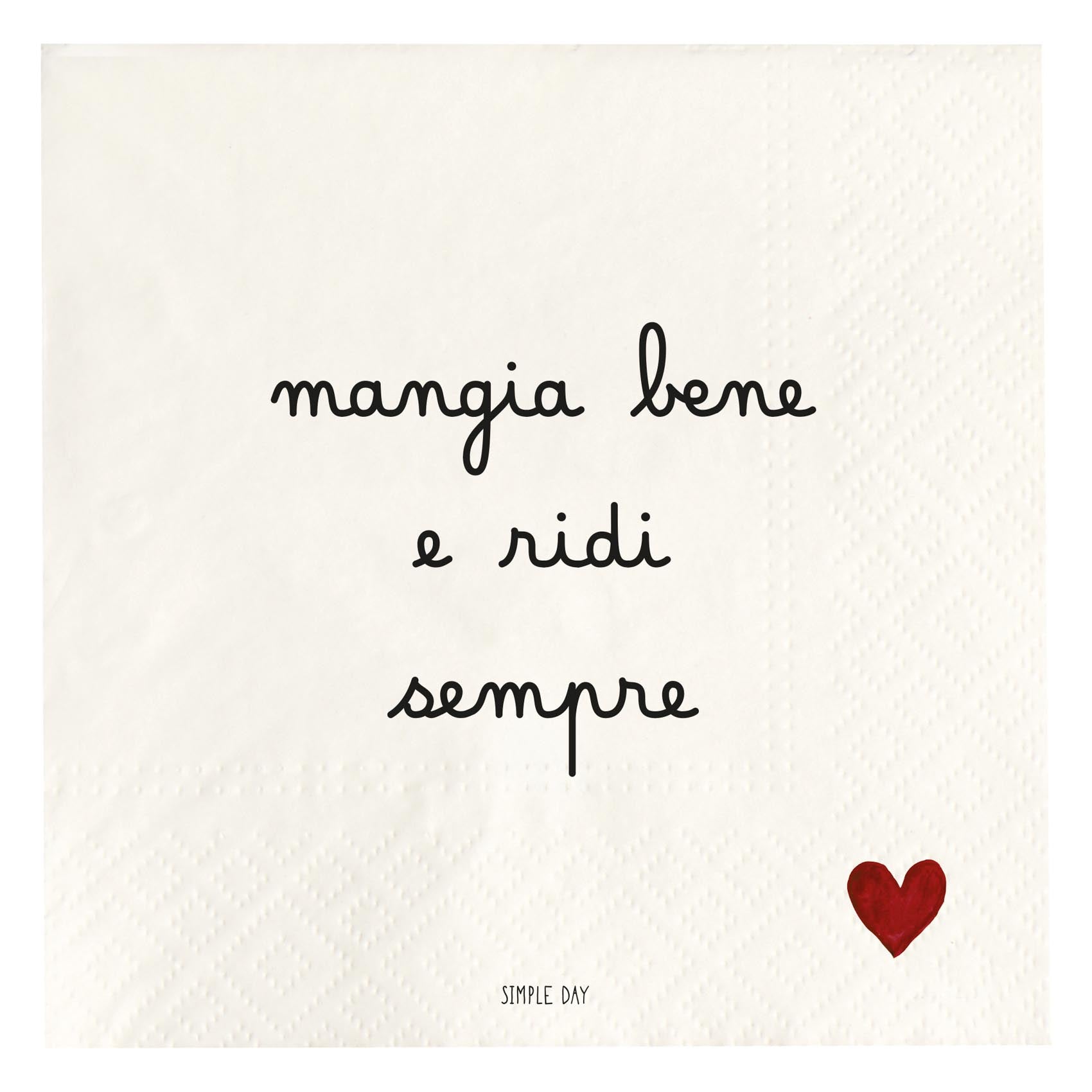 Set 20 tovaglioli in carta Mangia bene e ridi sempre