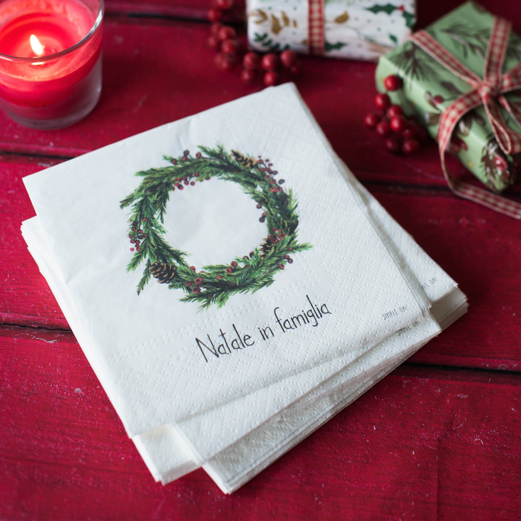 Set 20 tovaglioli in carta Natale in famiglia