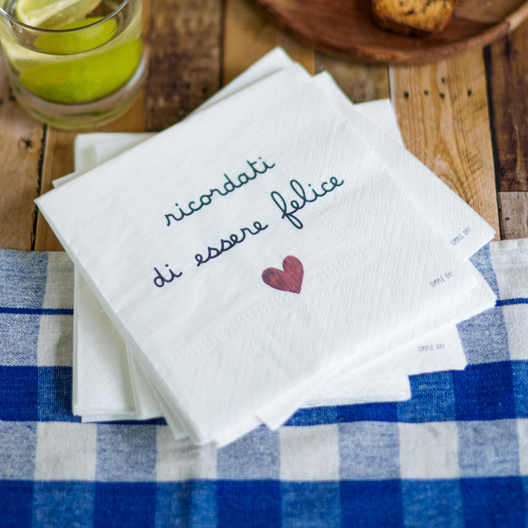 Set 20 tovaglioli in carta Ricordati di essere felice