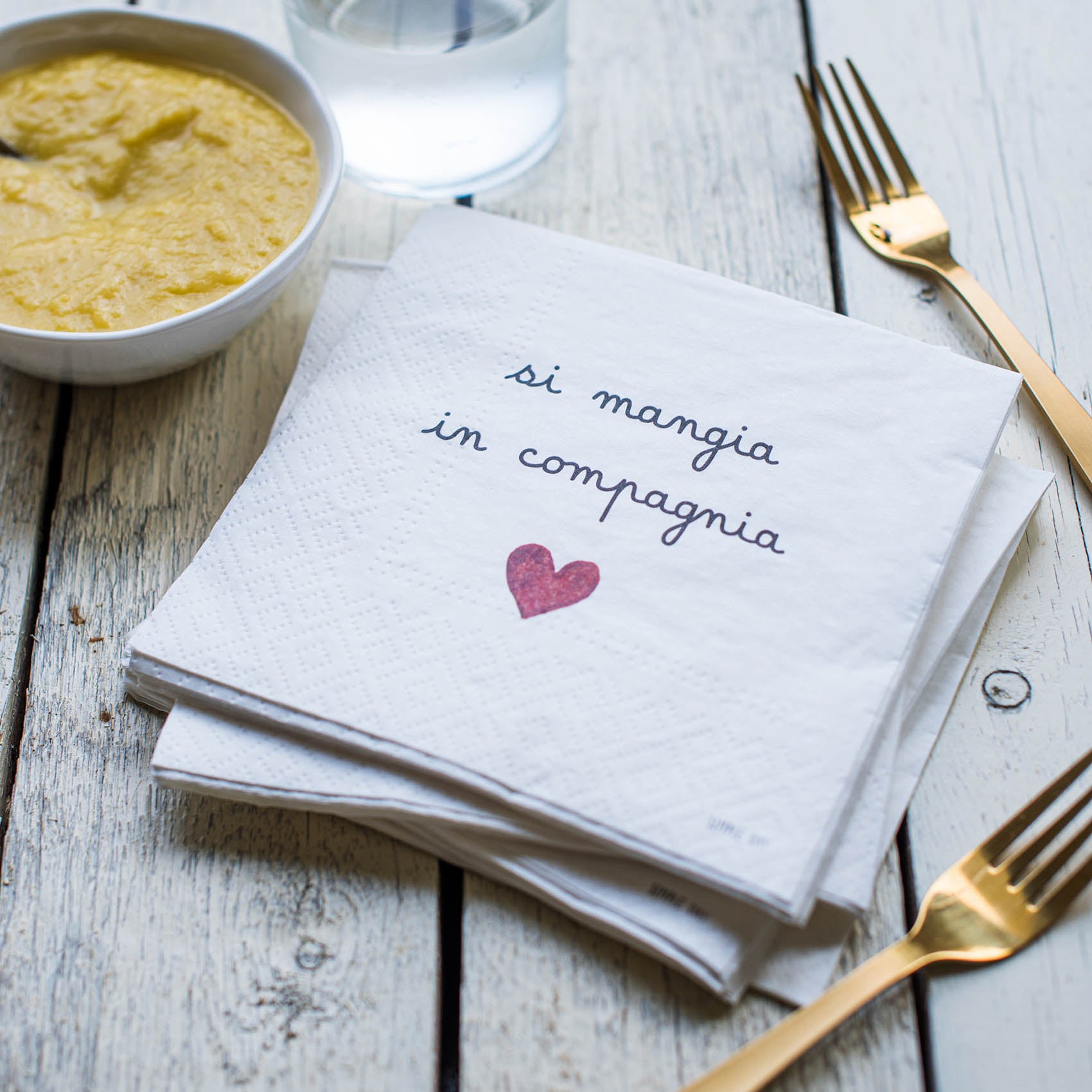 Set 20 tovaglioli in carta Si mangia in compagnia