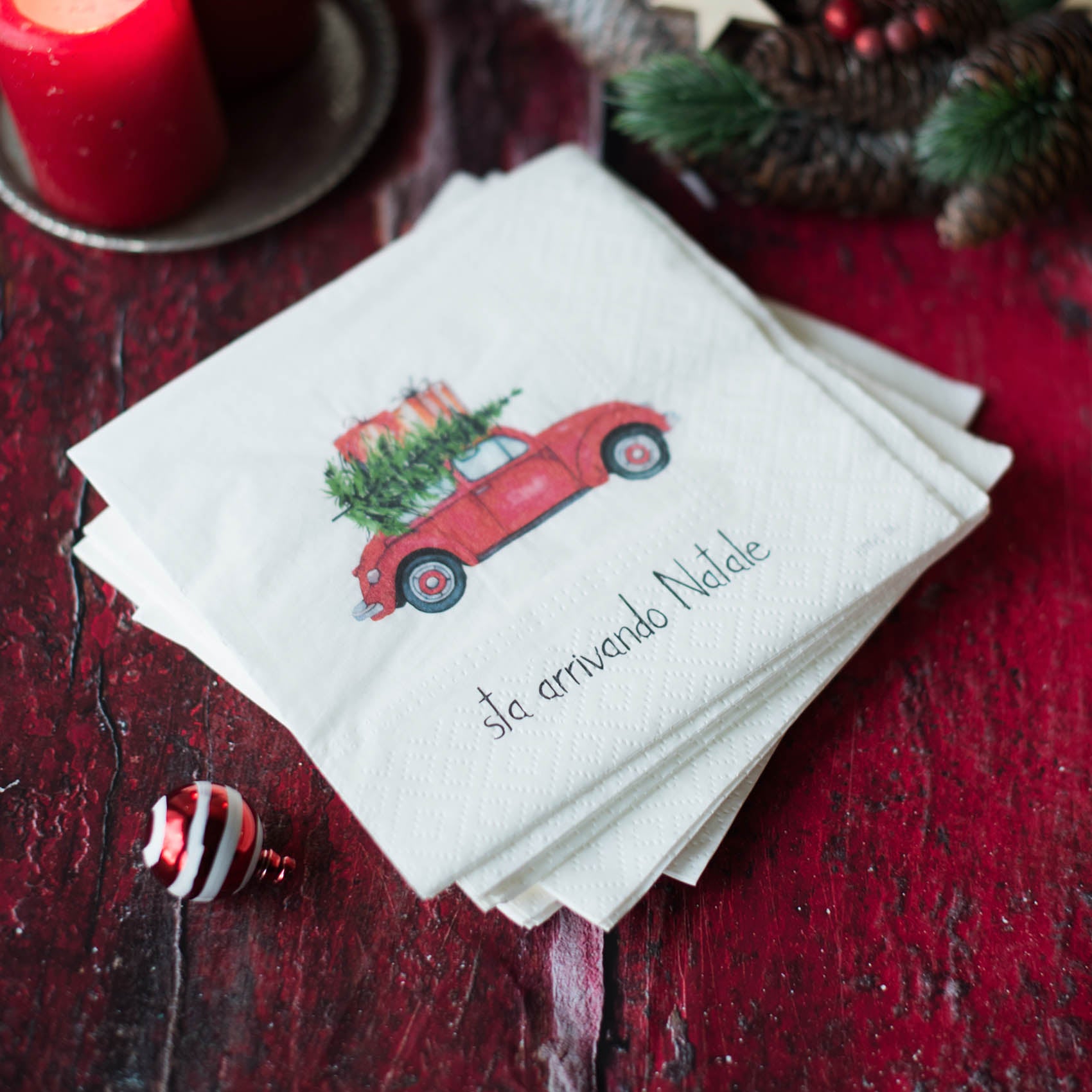 Set 20 tovaglioli in carta Sta arrivando il Natale