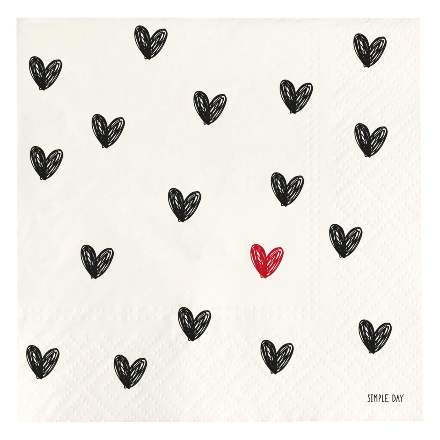 Set 20 tovaglioli in carta Tappezzeria cuori